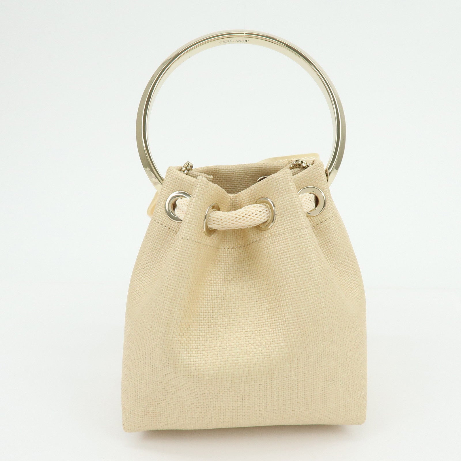 JIMMY CHOO Bon Bon Raffia 2Way Bag Chain Shoulder Bag Natural
