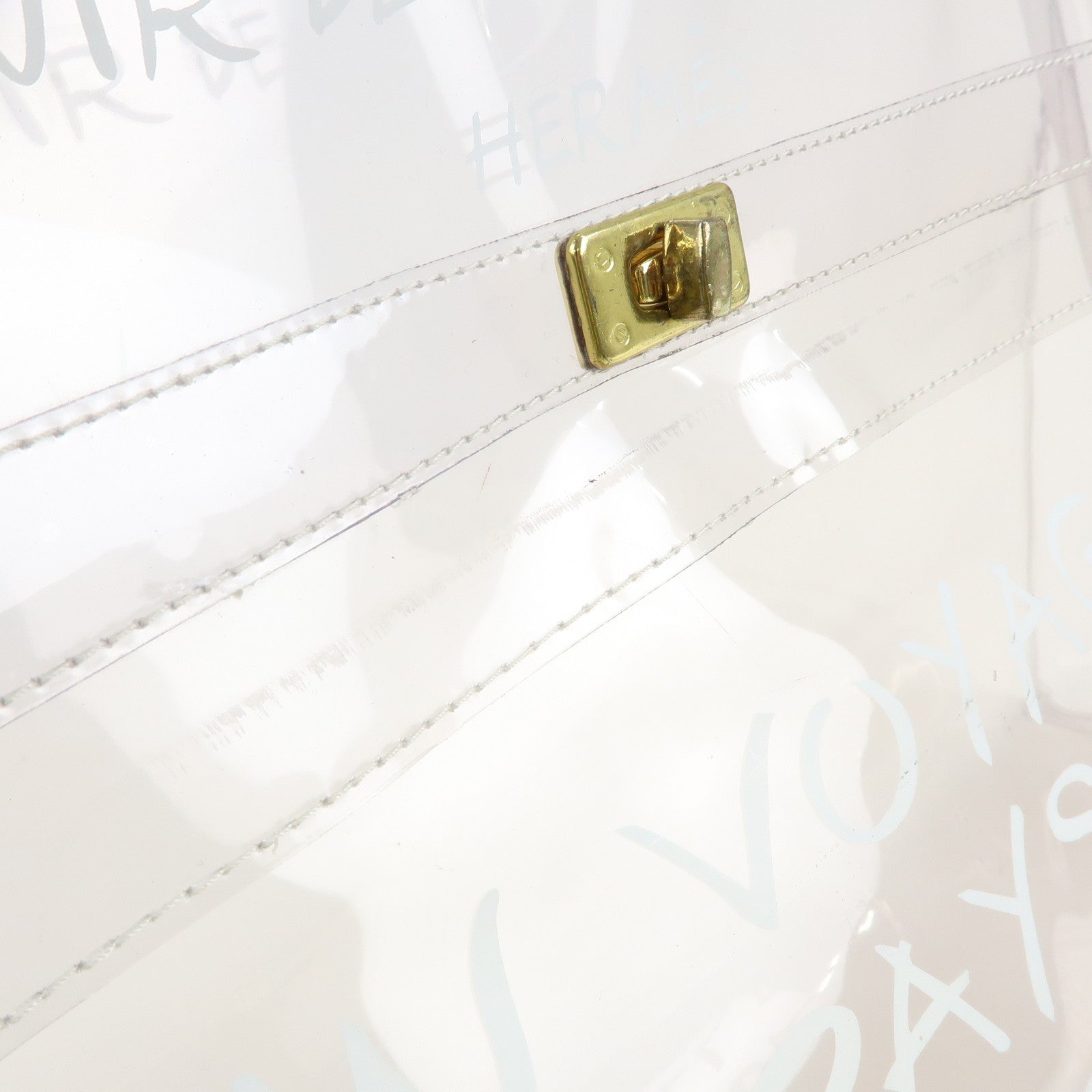 HERMES Kelly Vinyl Hand Bag Clear