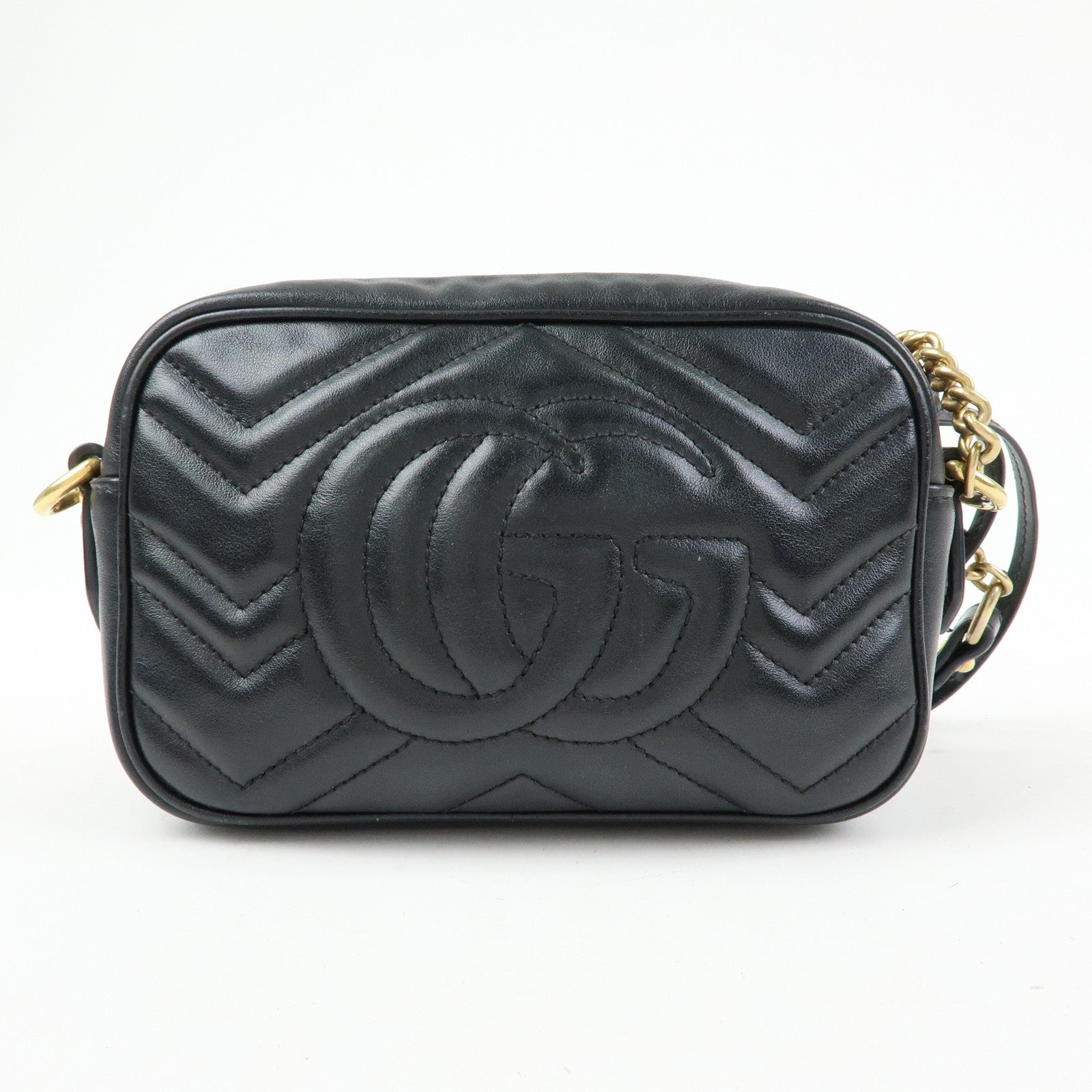 GUCCI GG Marmont Leather Shoulder Crossbody Bag Black 448065