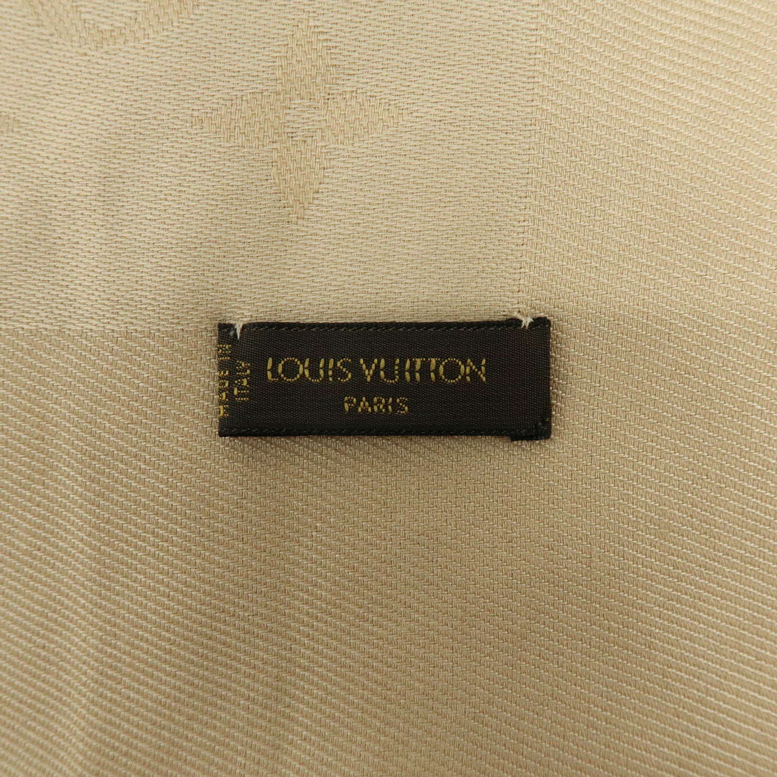 Louis Vuitton Monogram Shine Silk Wool Scarf Shawl Beige