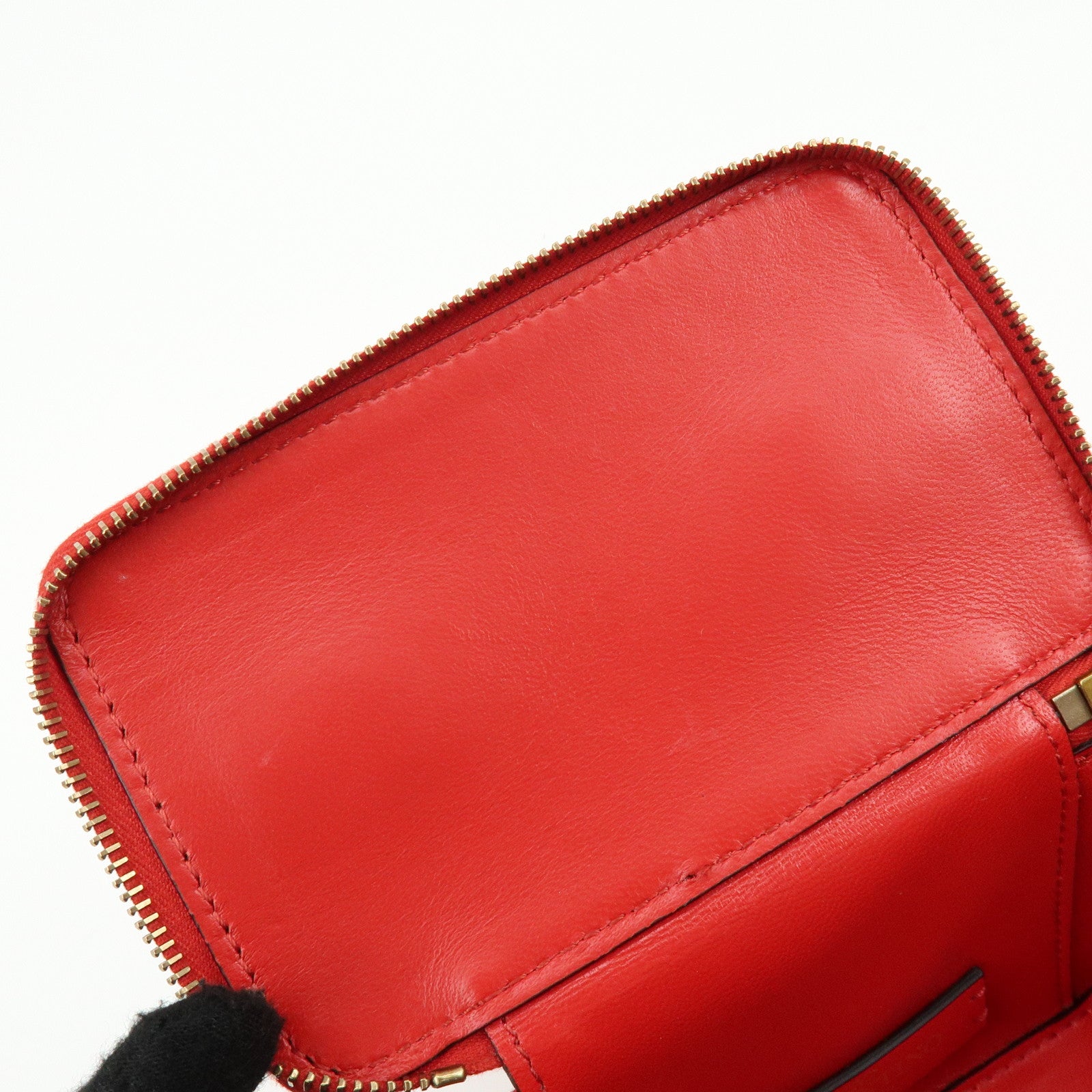 VALENTINO V Logo Leather 2Way Mini Hand Bag Chain Vanity Bag Red