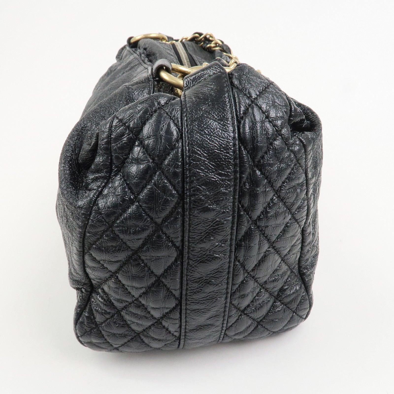 CHANEL Leather Chain Shoulder Bag Hand Bag Black Gold