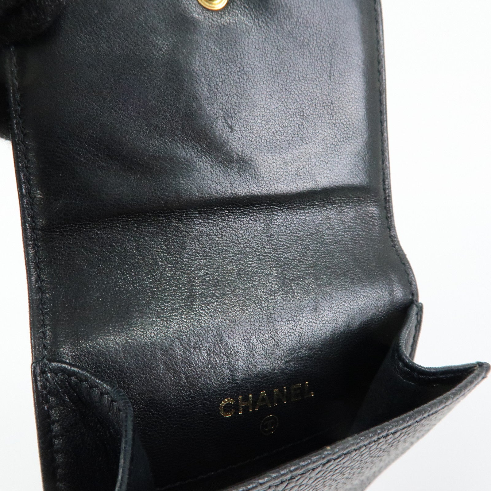 CHANEL COCO Mark Caviarskin Glasses Case Black