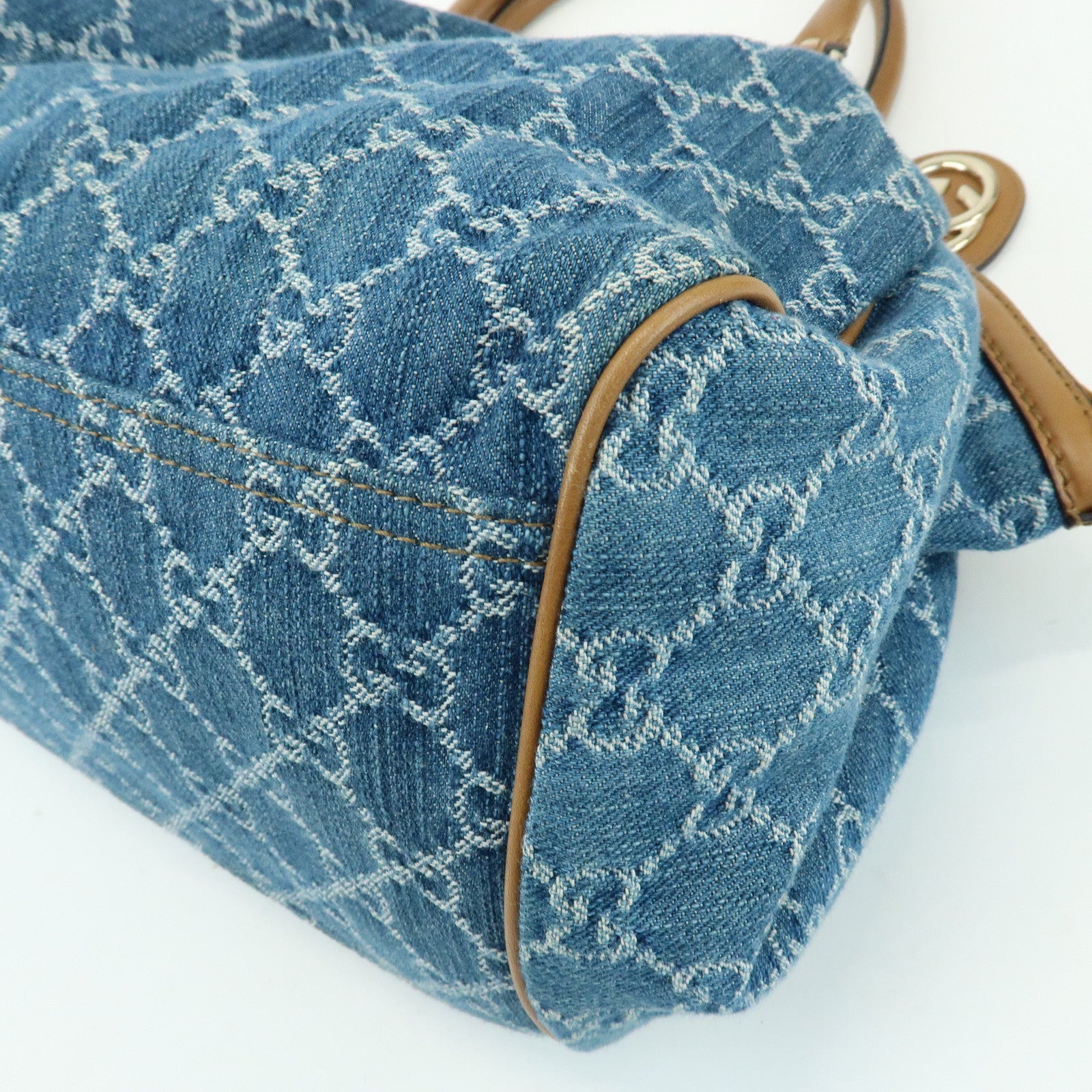 GUCCI Sukey Interlocking G Denim 2Way Hand Shoulder Bag Blue 223974