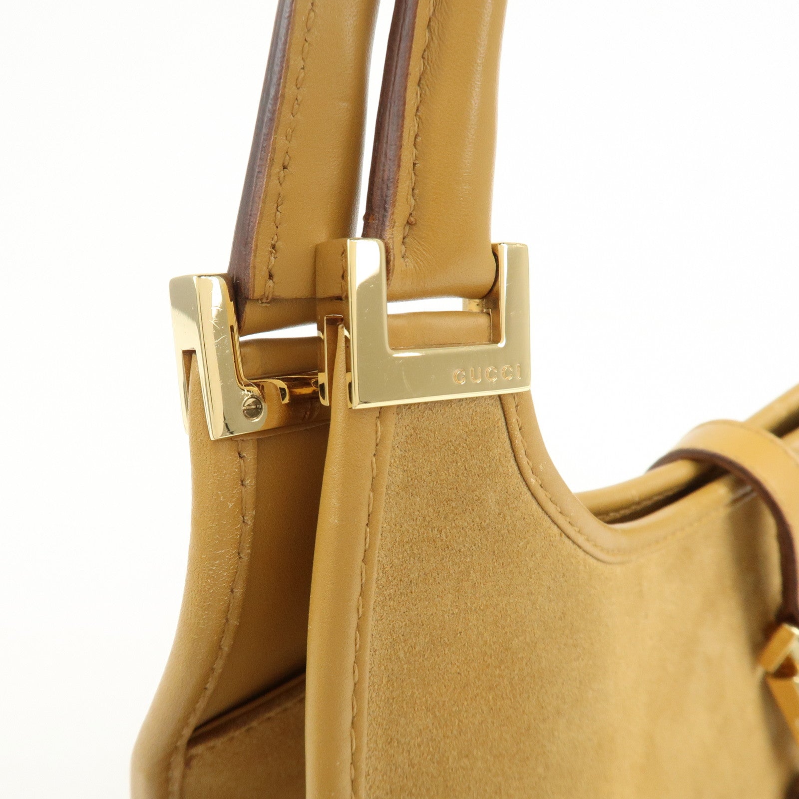 GUCCI Jackie Suede Leather Shoulder Bag Hand Bag Camel 002･1068