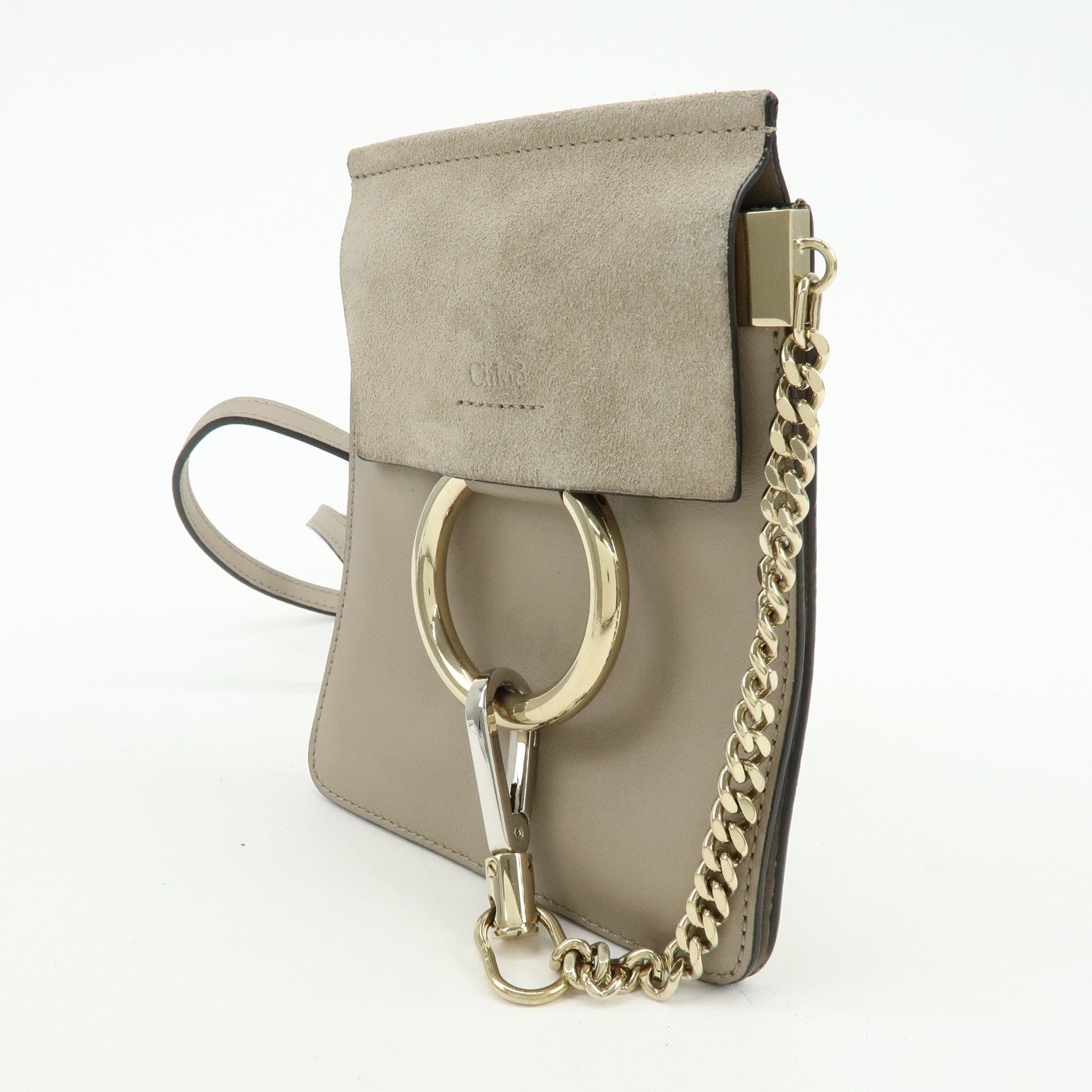 Chloe Faye Suede Leather Shoulder Bag Crossbody Bag Beige