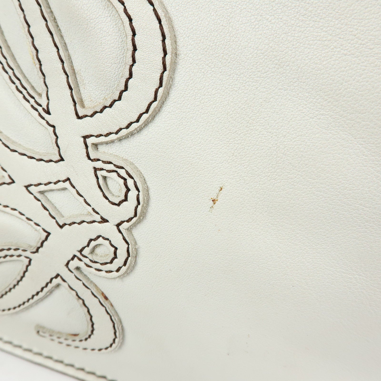 LOEWE Anagram Shopper Tote Leather Tote Bag Shoulder Bag White