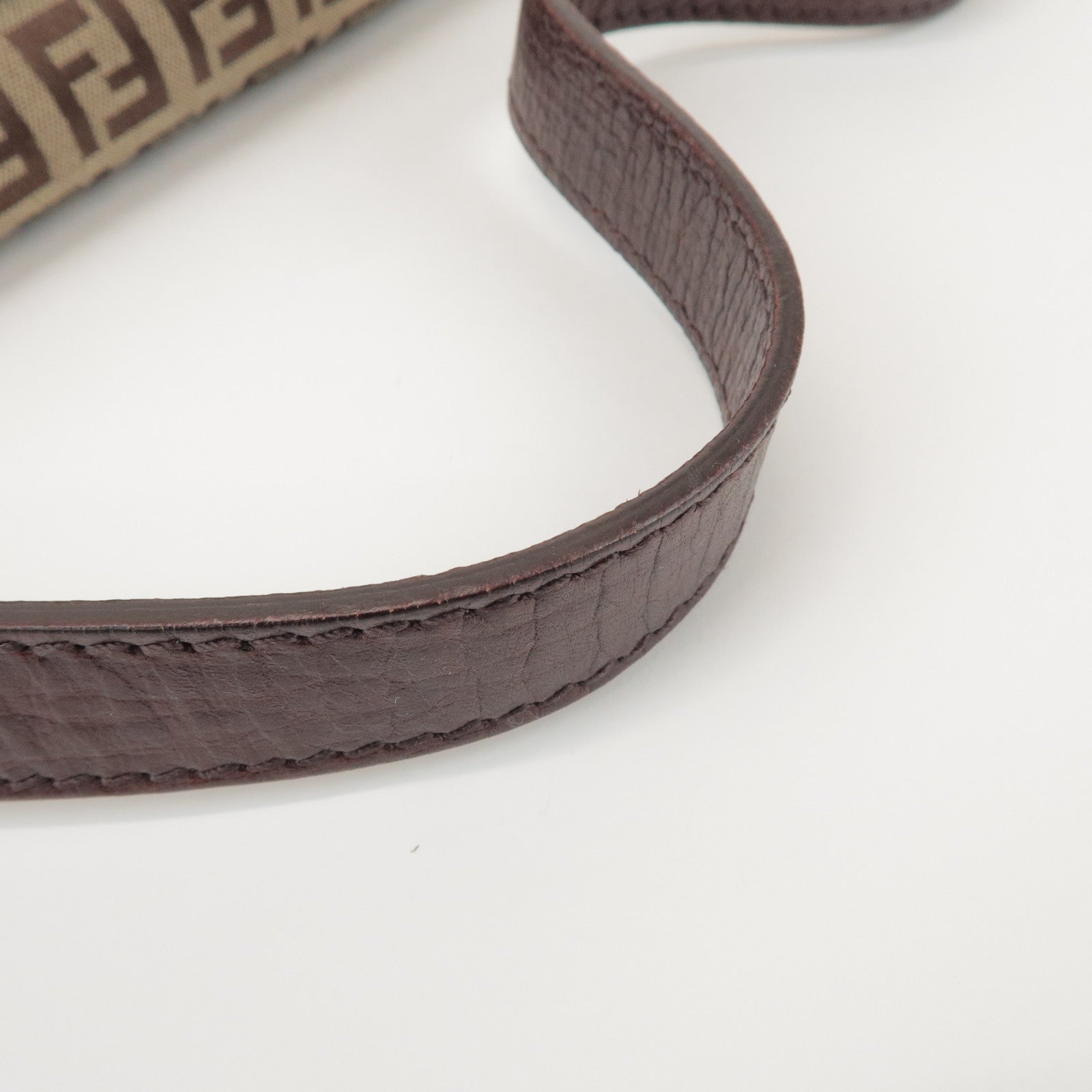 FENDI Zucchino Canvas Leather Hand Bag Brown Beige 8BR003