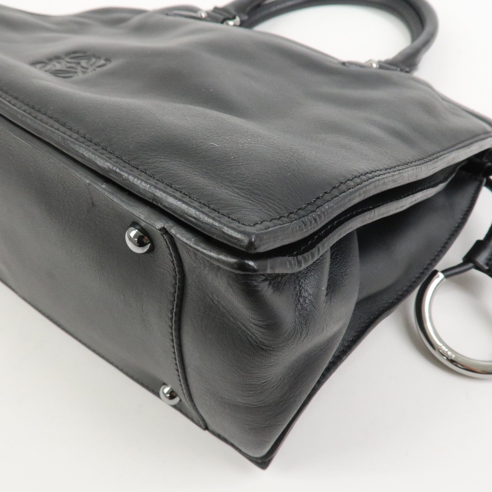 LOEWE Anagram Calf Leather Hand Bag Black