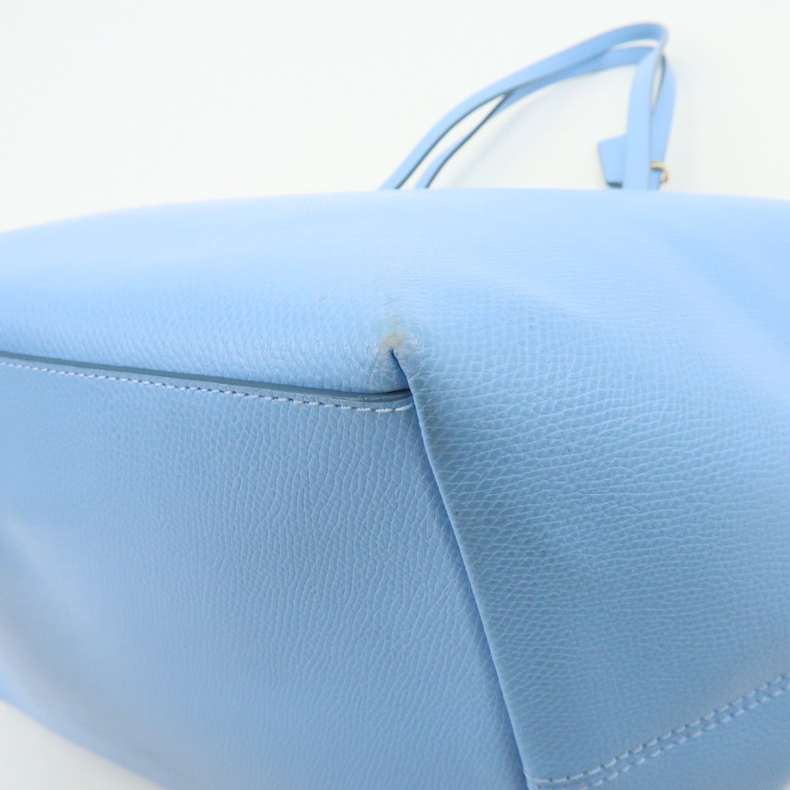 COACH Leather Tote Bag Shoulder Bag Light Blue