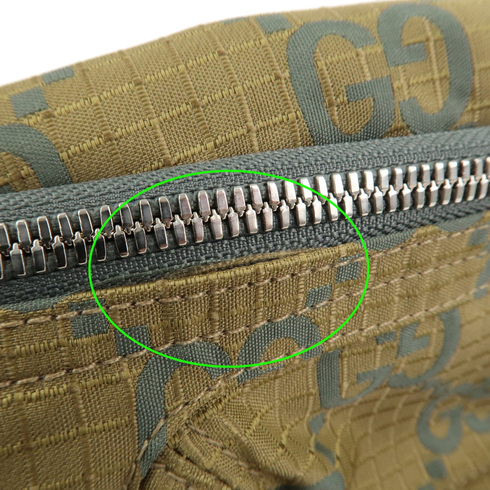 GUCCI GG Monogram GG Ripstop Leather Waist Bag Crossbody Bag Khaki