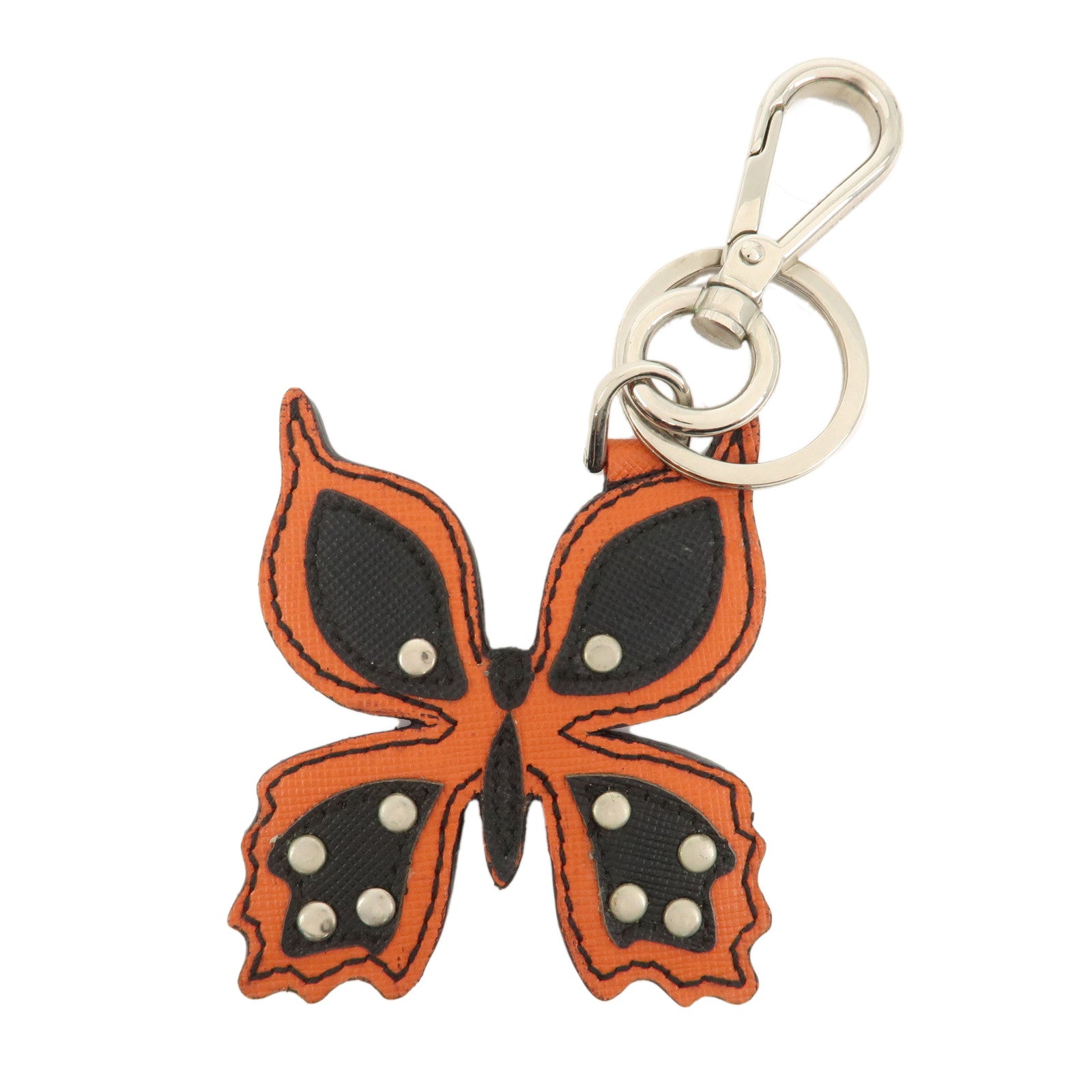 PRADA Butterfly Motif Leather Bag Charm Key Chain 1AR288