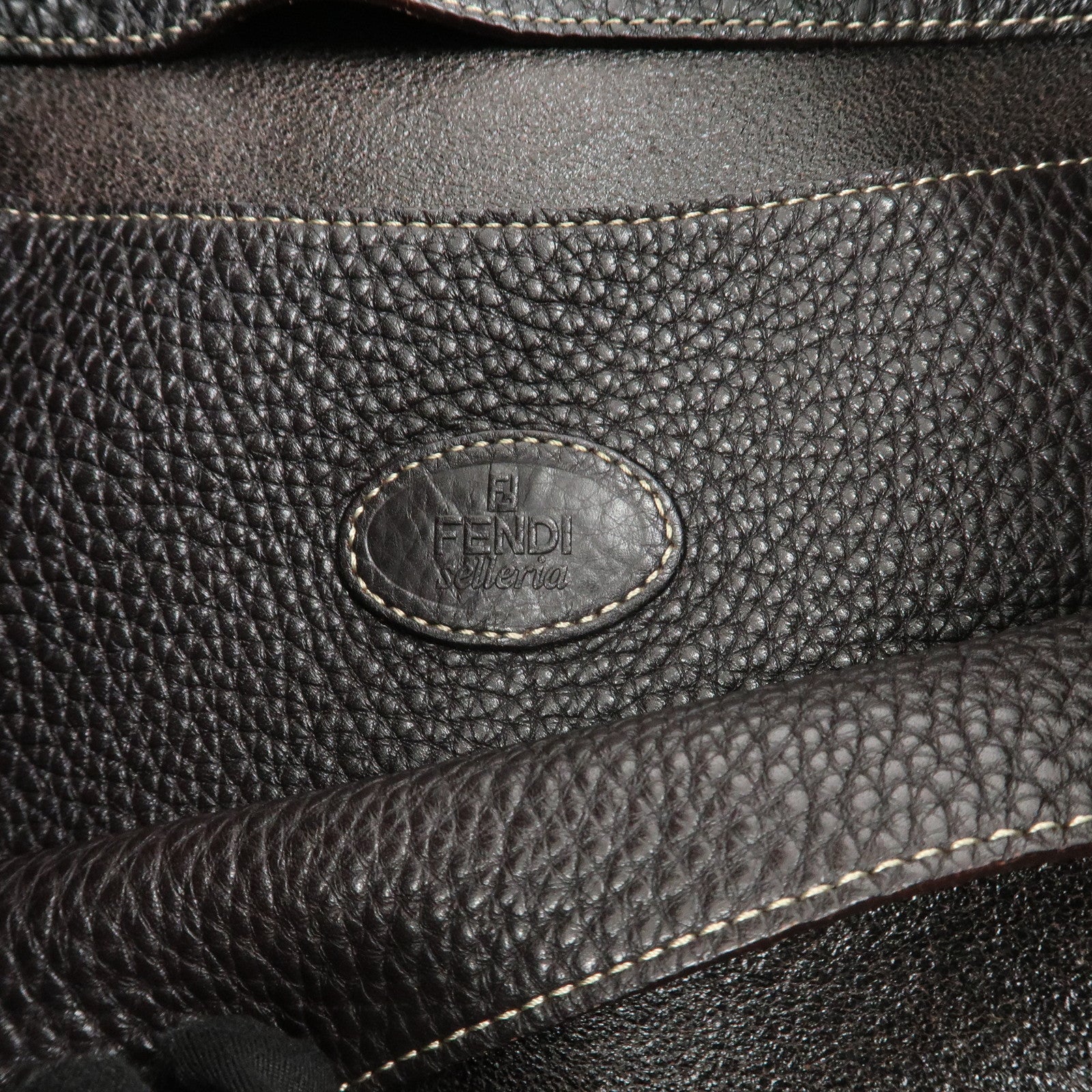 FENDI Selleria Leather Shoulder Bag Hand Bag Brown 8BR582 Used