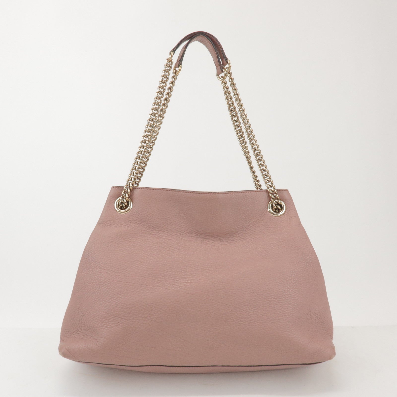 GUCCI SOHO Leather Chain Shoulder Bag Fringe Charm Pink 308982