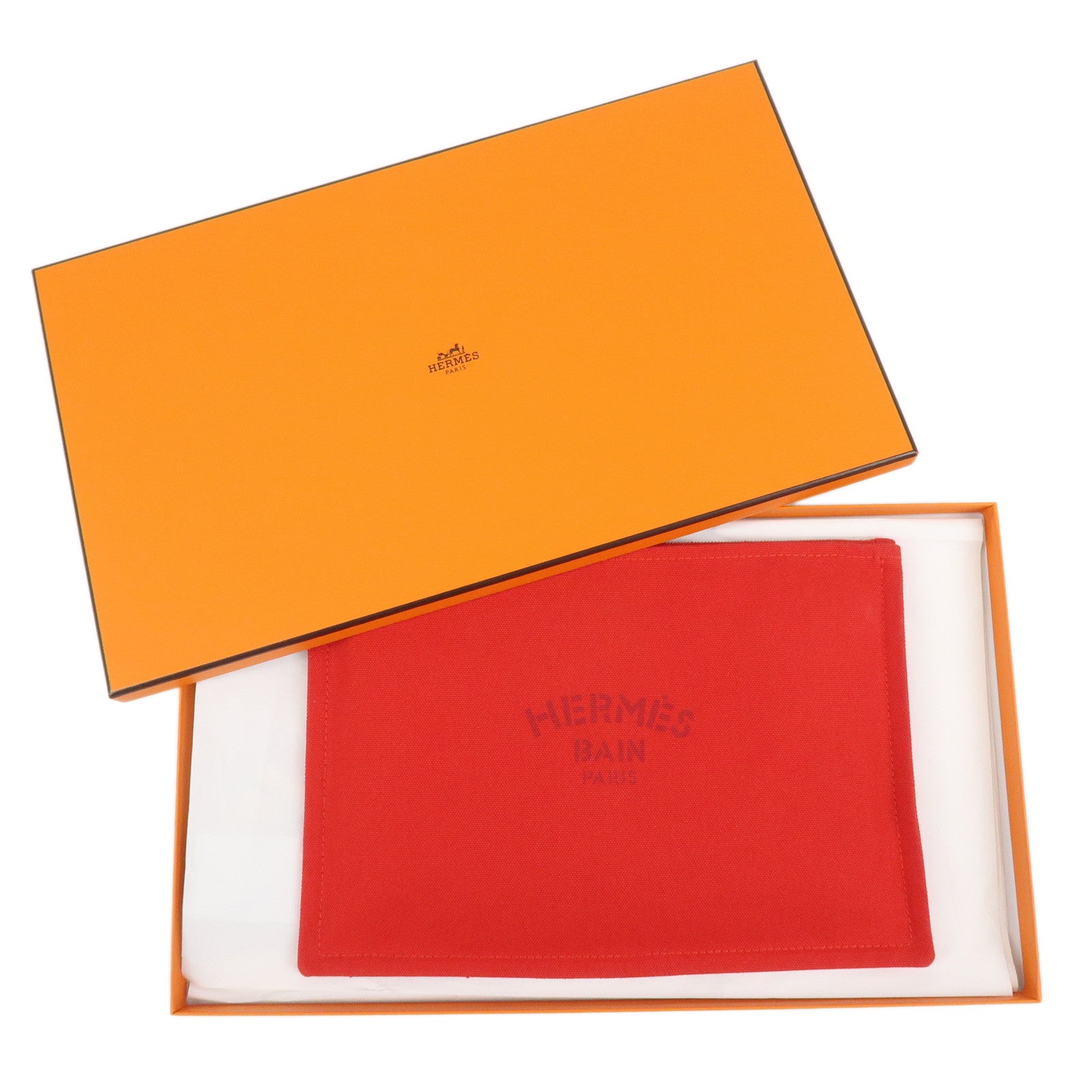 HERMES Yachting GM Canvas Flat Pouch Cosmetic Pouch Rouge