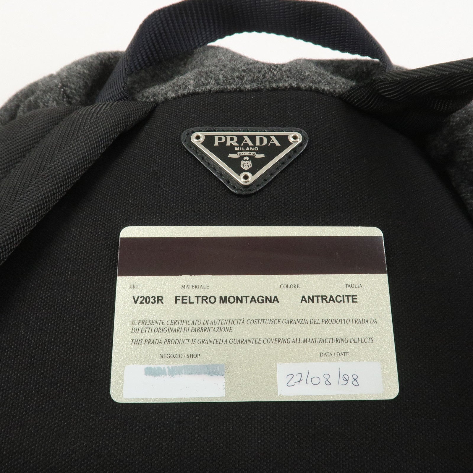 PRADA Triangle Logo Wool Canvas Backpack Rucksack Gray V203R