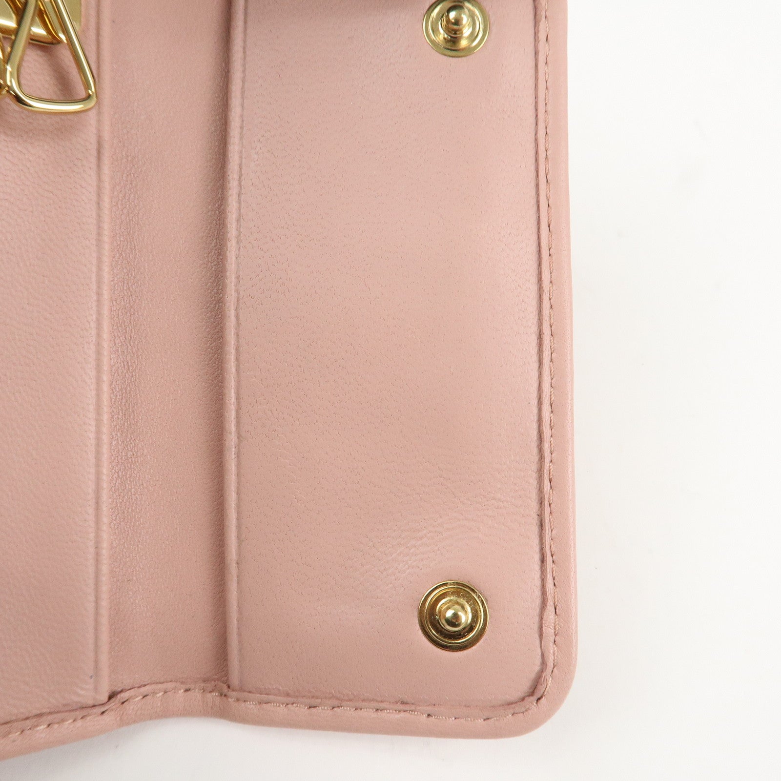 MIU MIU Matelasse Leather Key Case 6 Key Rings Pink 5PG222 Used