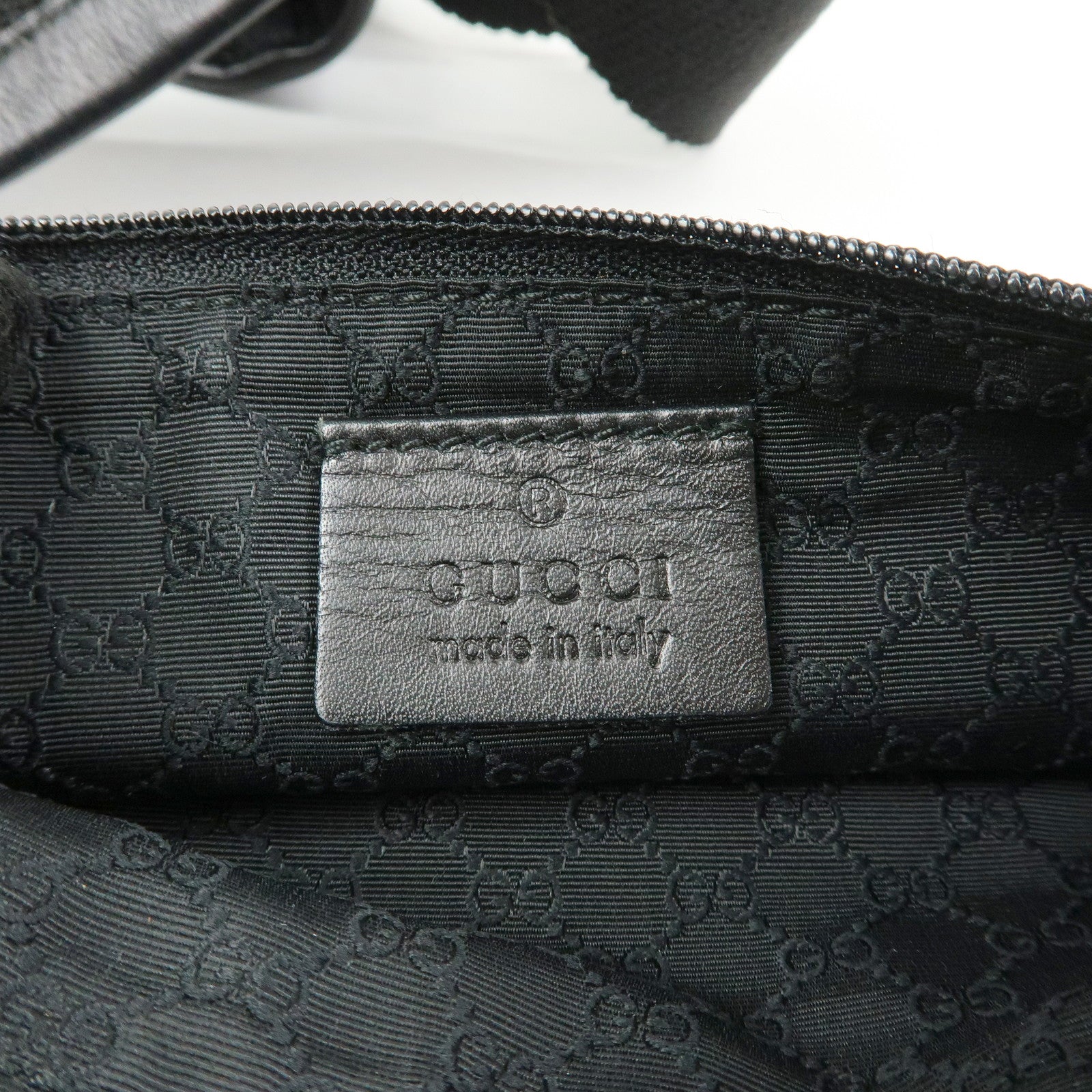GUCCI Leather Canvas Shoulder Bag Hand Bag Black 02736