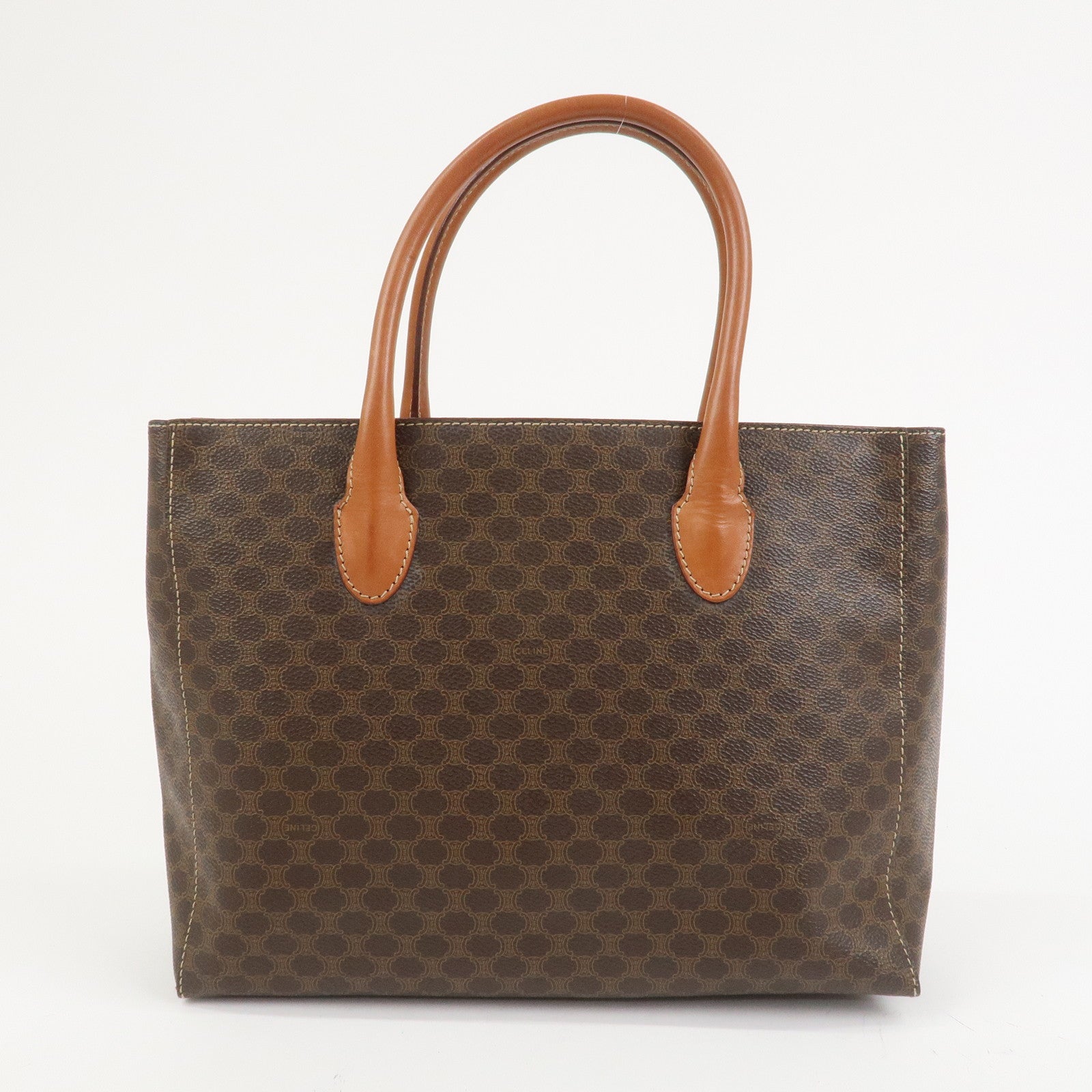 CELINE Macadam PVC Leather Hand Bag Tote Bag Brown