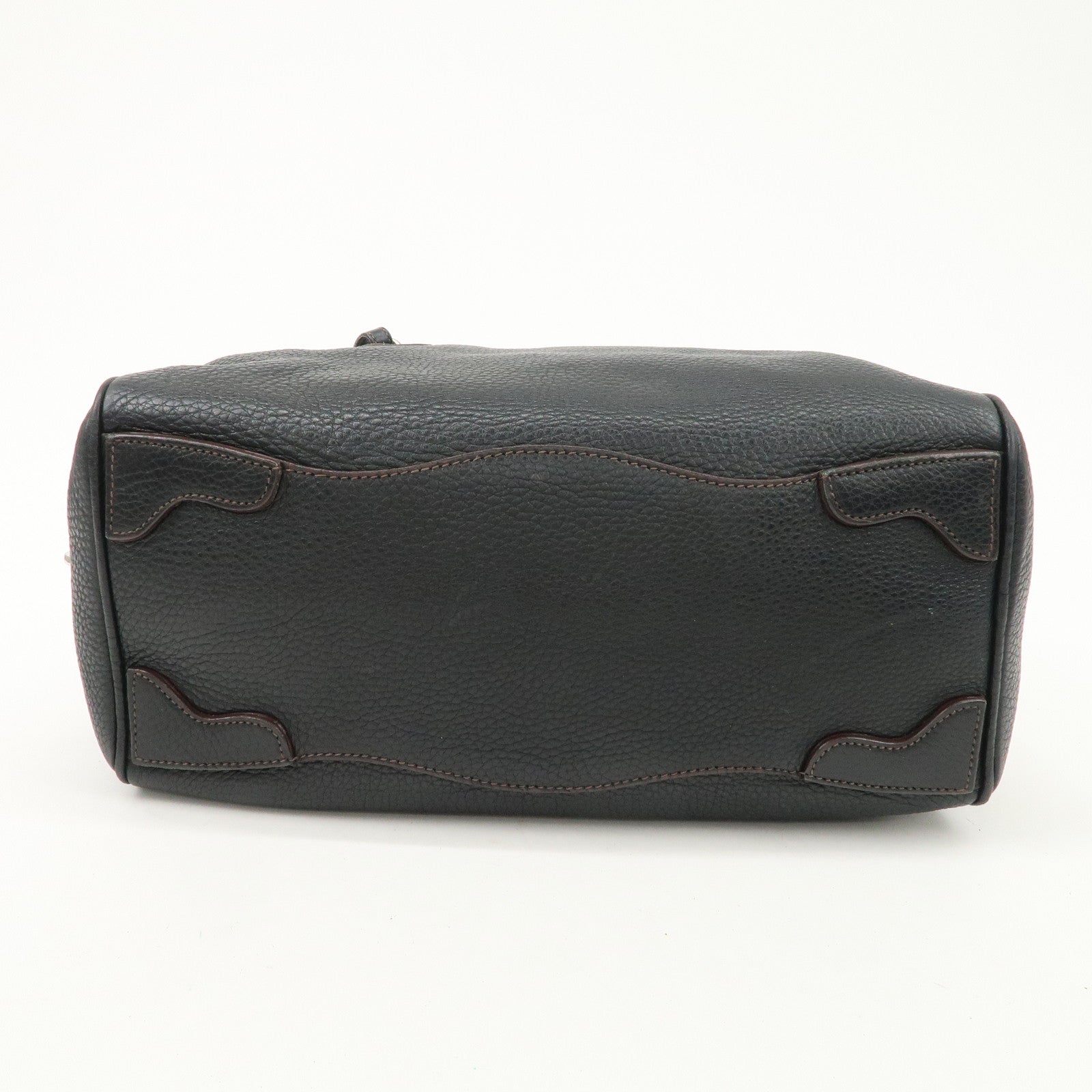 PRADA Logo Leather Hand Bag Mini Boston Bag Black BL0471 Used