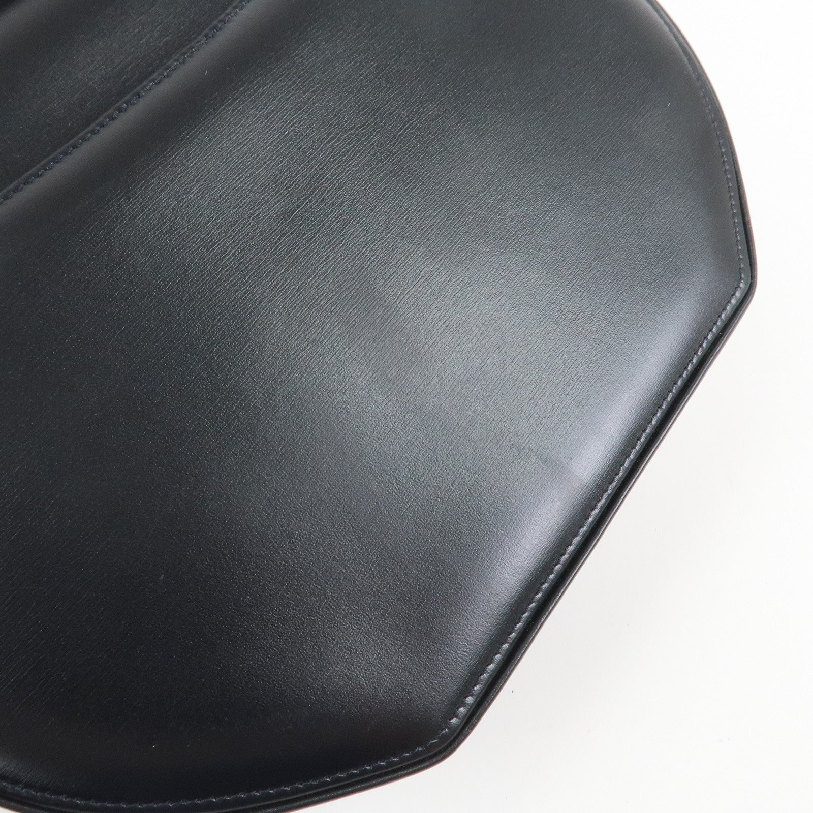 Cartier Sapphire Line Leather Sapphire Shoulder Bag Hand Bag Black