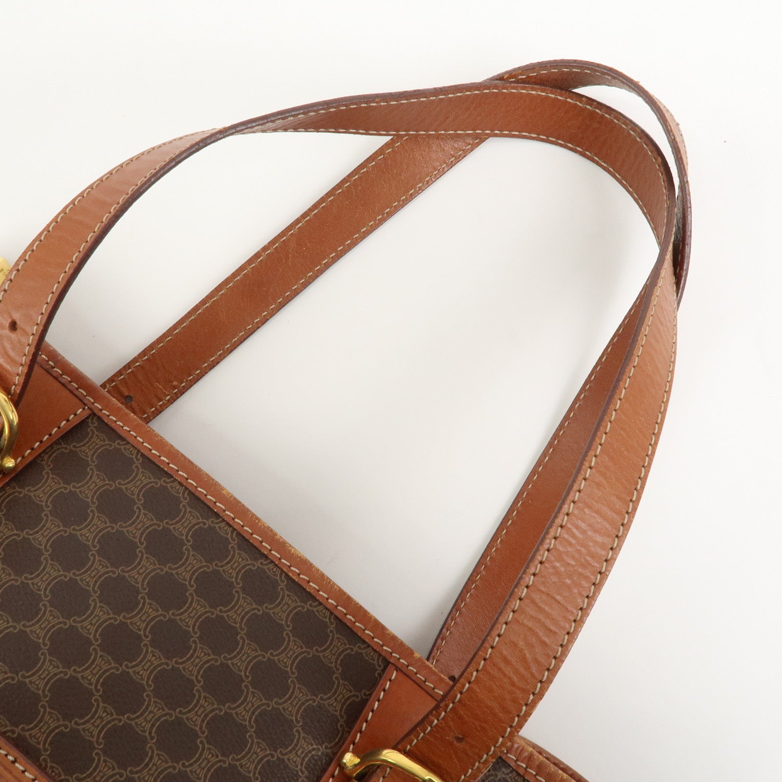 CELINE Macadam PVC Leather Tote Bag Hand Bag Shoulder Bag Brown