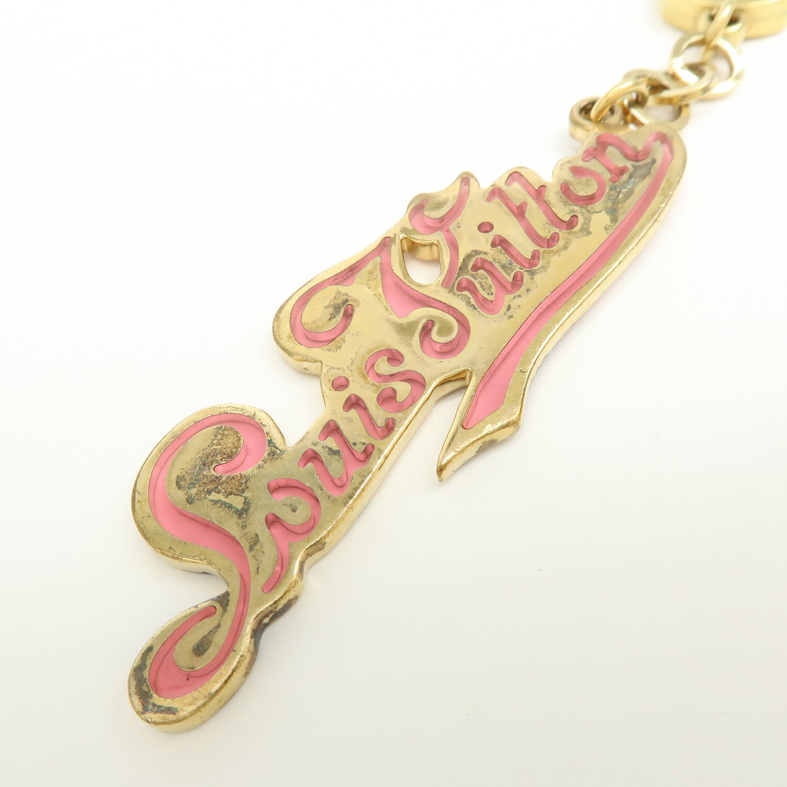 Louis Vuitton Logo Set of 2 Metal Bag Charm Key Charm Gold