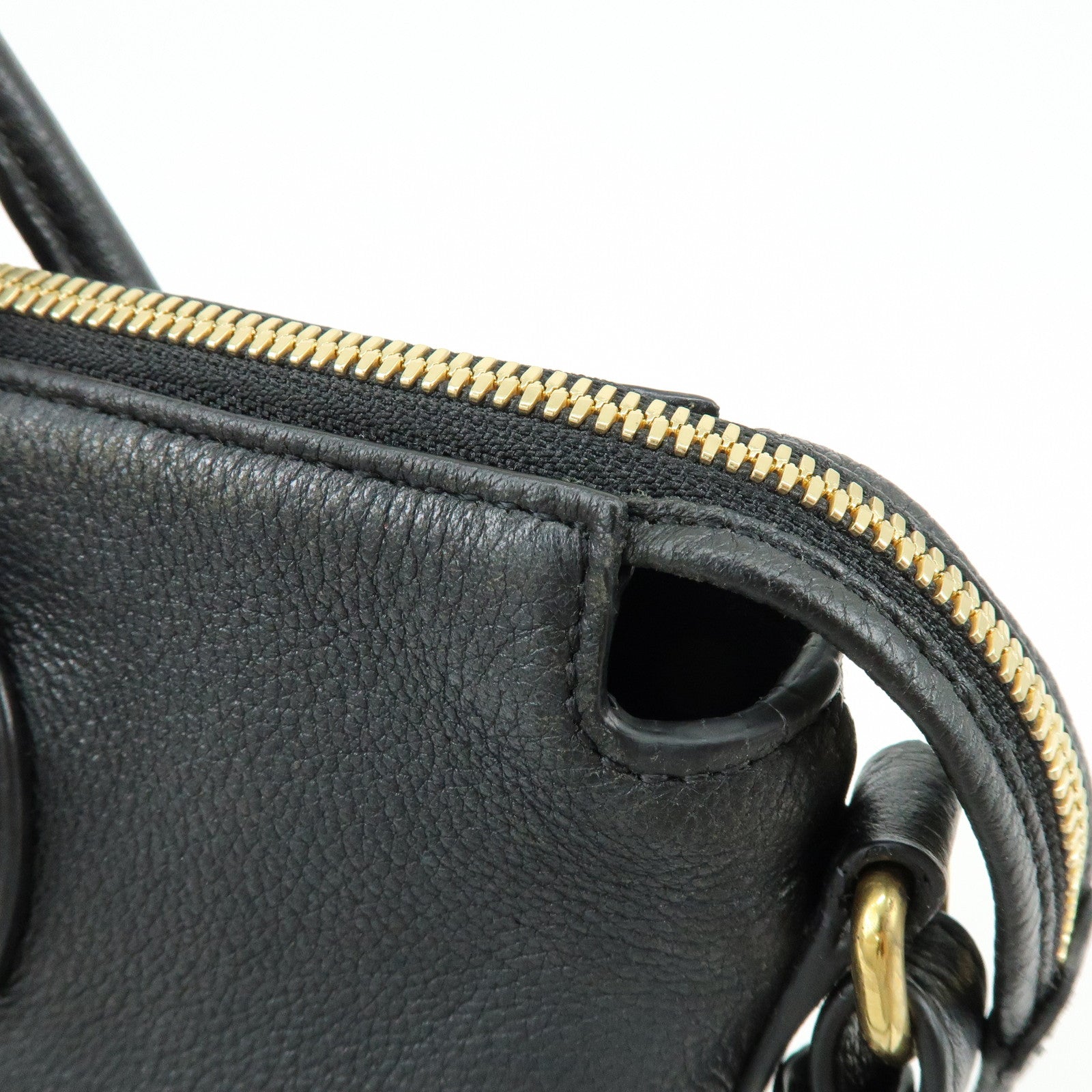 PRADA Leather 2Way Bag Hand Bag Shoulder Bag Black