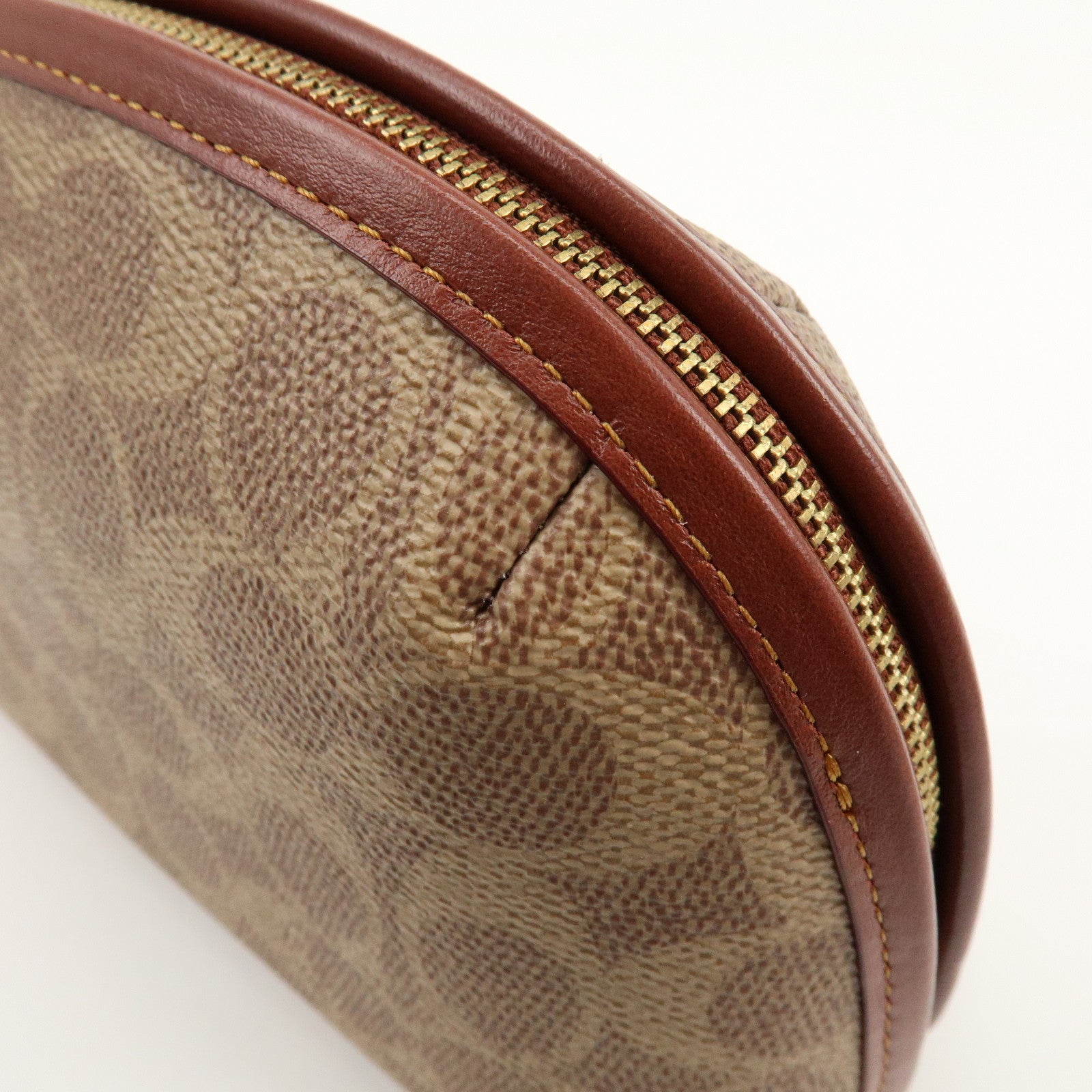 Coach Signature PVC Pouch Cosmetic Pouch Brown