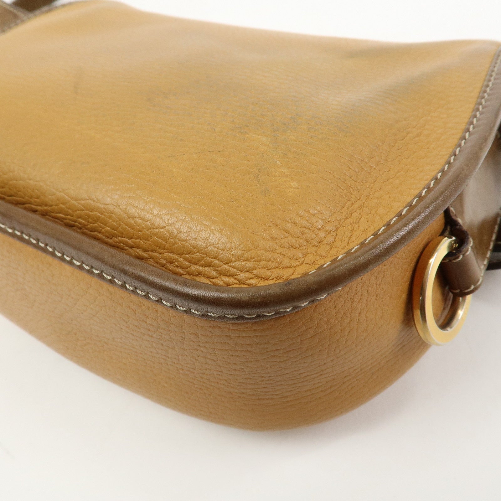 LOEWE Anagram Logo Leather Shoulder Bag Crossbody Bag Brown
