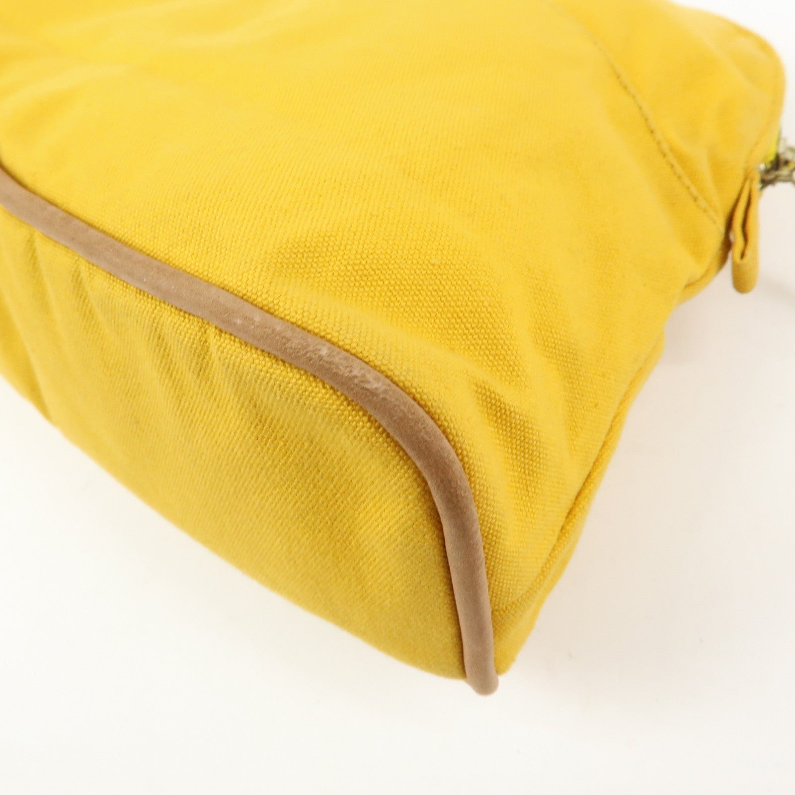 HERMES Bolide MM Canvas Leather Pouch Cosmetic Pouch Yellow