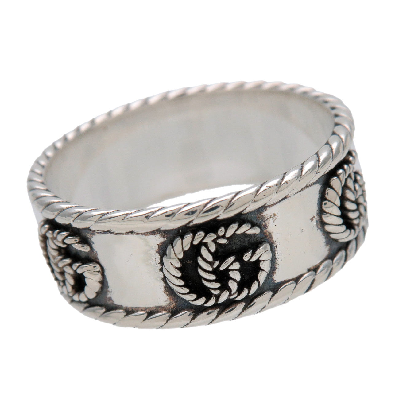 GUCCI Interlocking G Double G Wide Ring SV925 Silver #23 627729