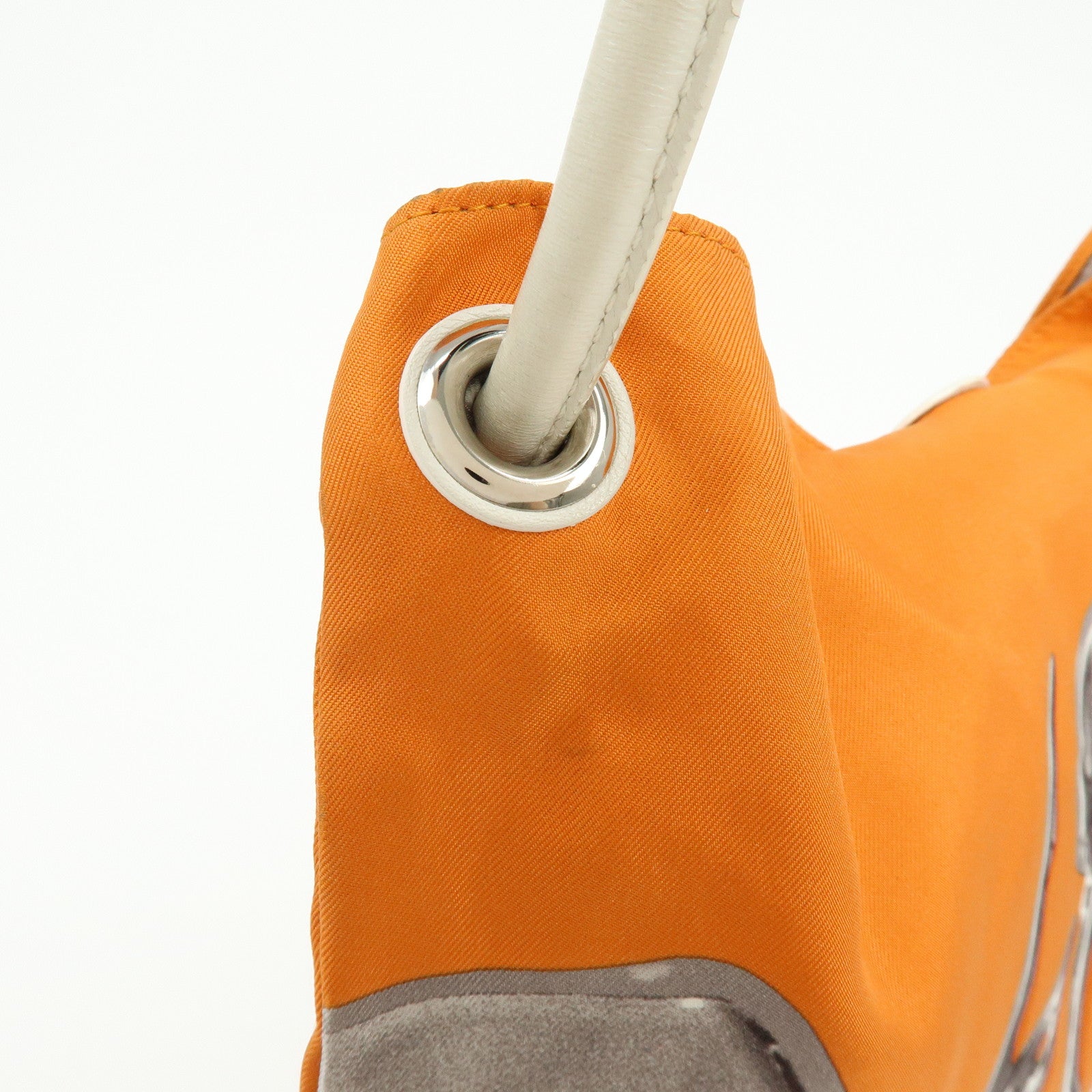 HERMS Silk Leather Silky City PM □O Stamped Shoulder Bag Orange