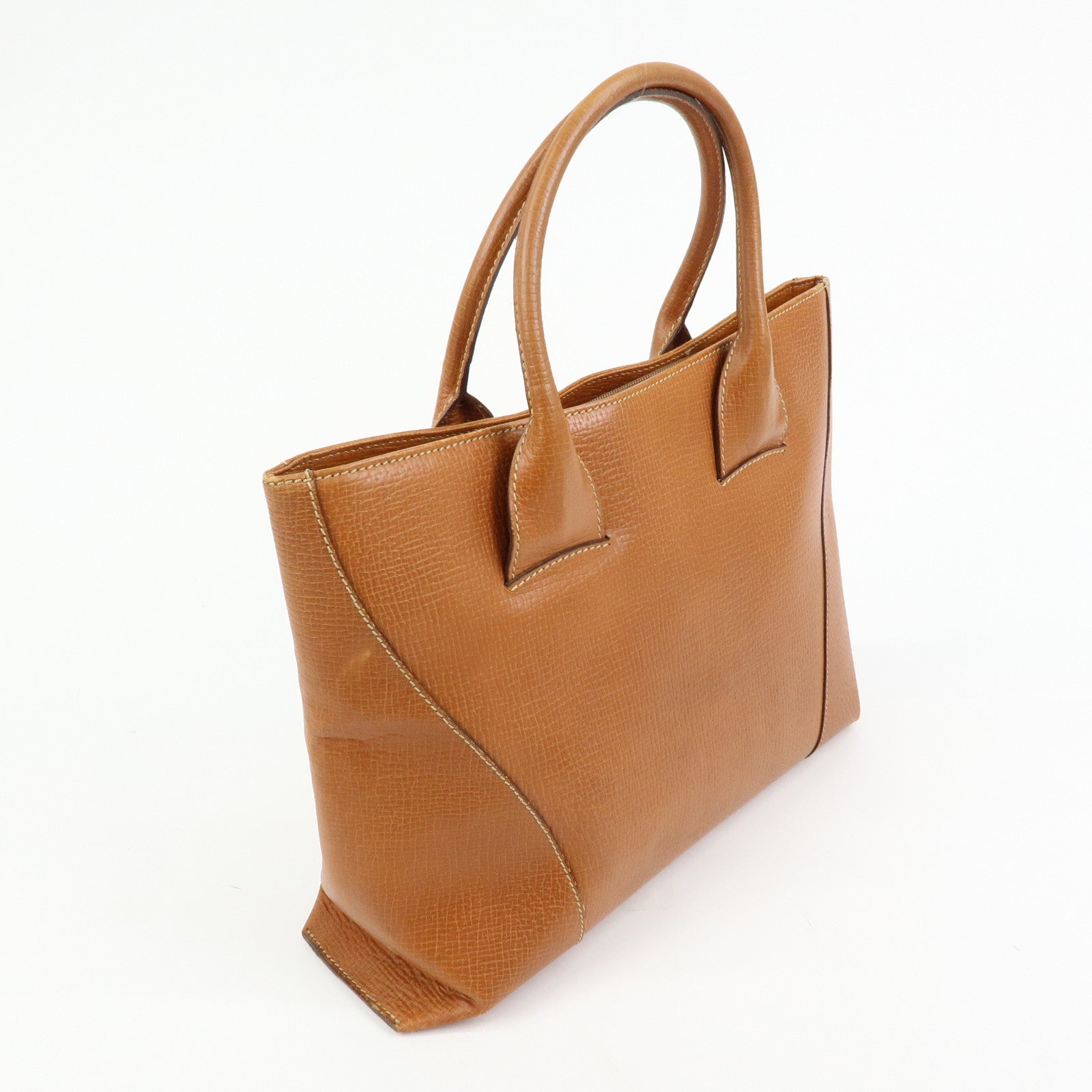 LOEWE Embossed Leather 2Way Bag Hand Bag Shoulder Bag Brown