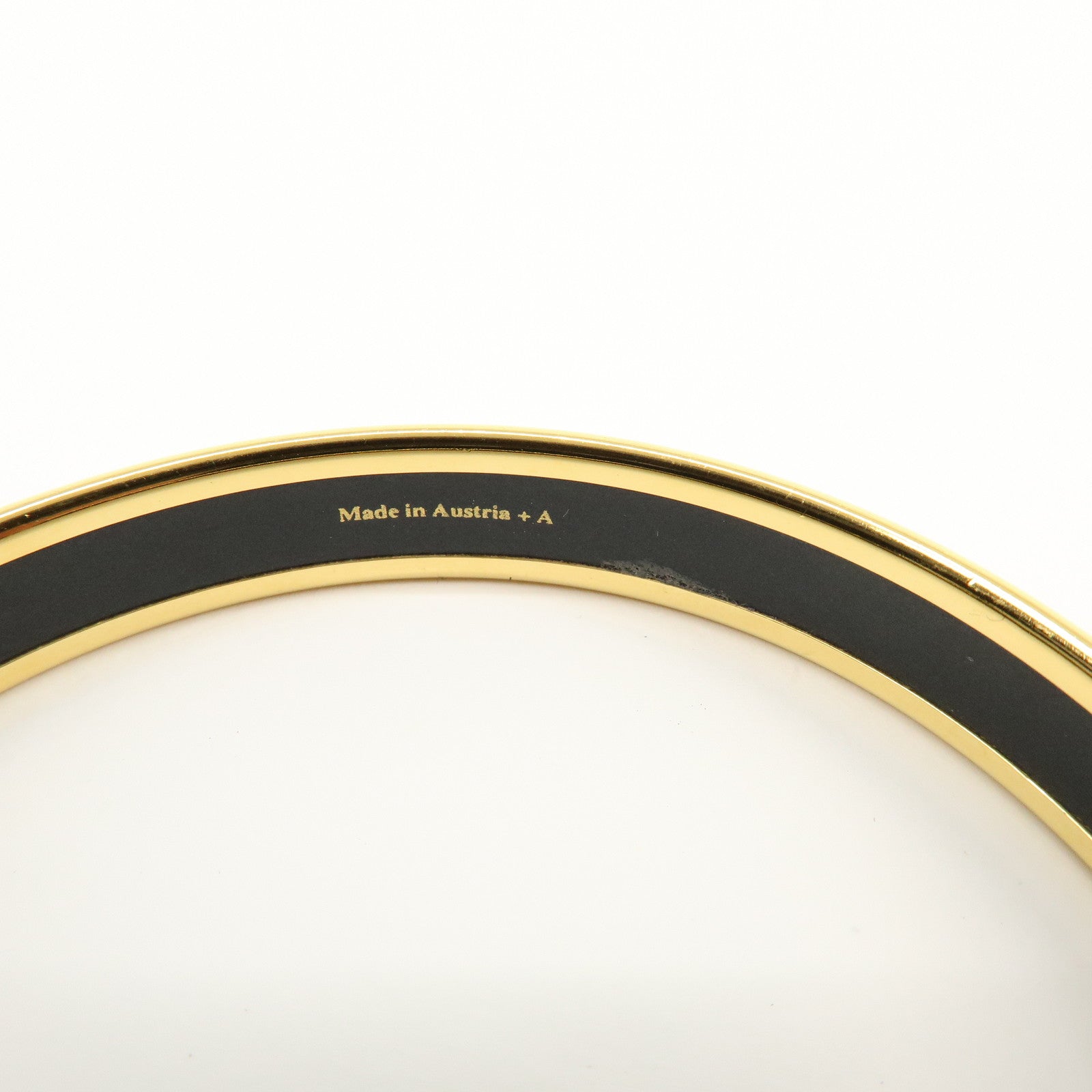 HERMES Email PM Gold Plated Bracelet Bangle Black Red