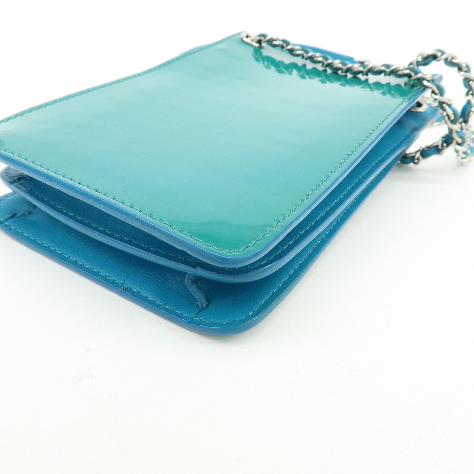 CHANEL COCO Mark Patent Leather Shoulder Bag Crossbody Bag Blue