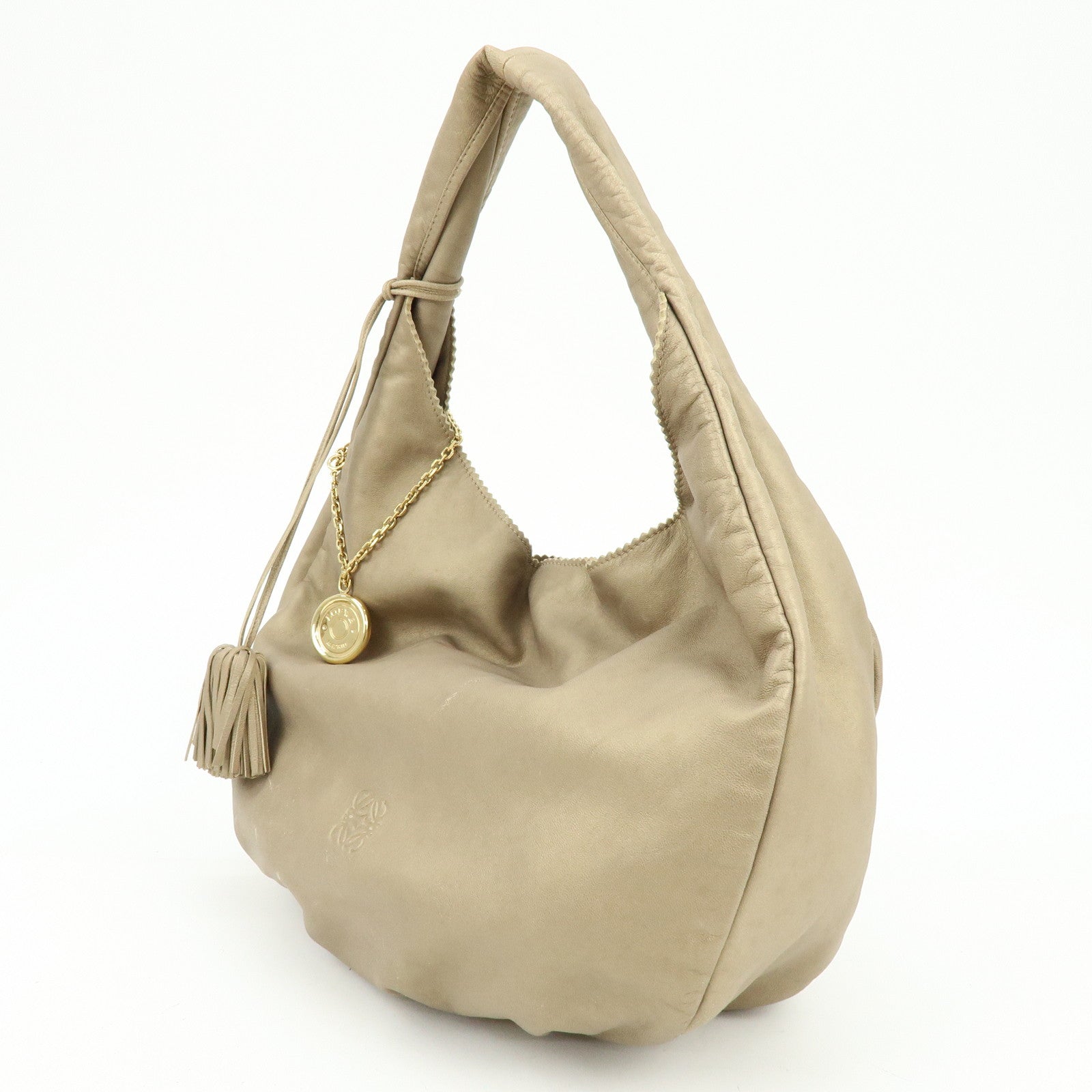 LOEWE Anagram Viento Nappa Leather Tote Bag Shoulder Bag Gold
