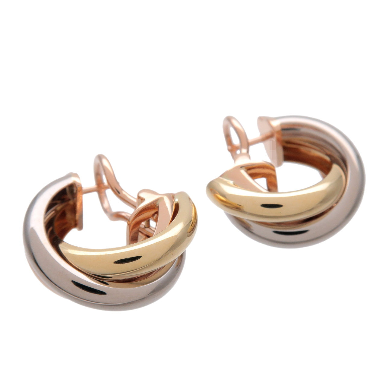 Cartier Trinity Earrings K18 750 White Gold Rose Gold Yellow Gold