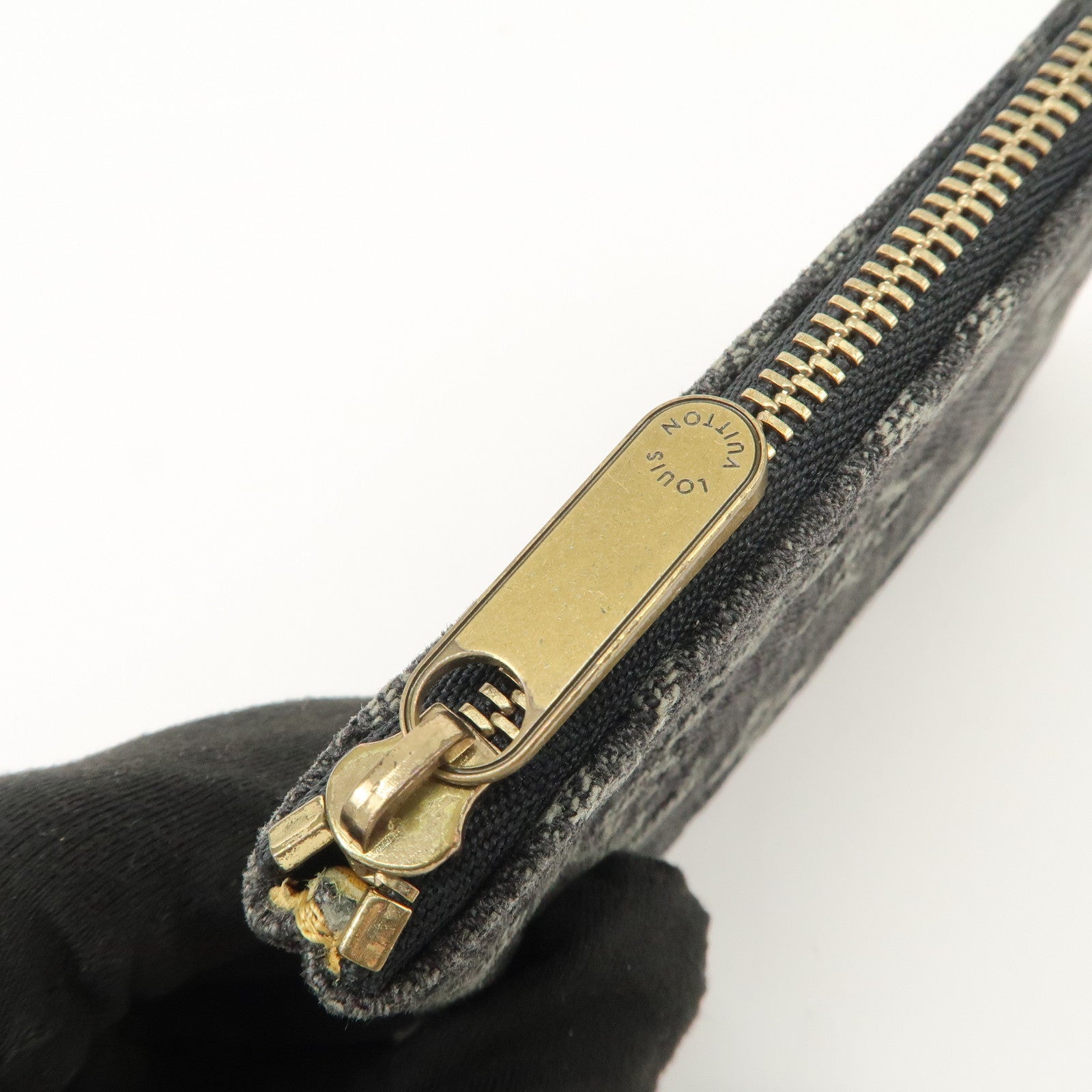 Louis Vuitton Monogram Denim Pochette Cles Coin Case Black M95616
