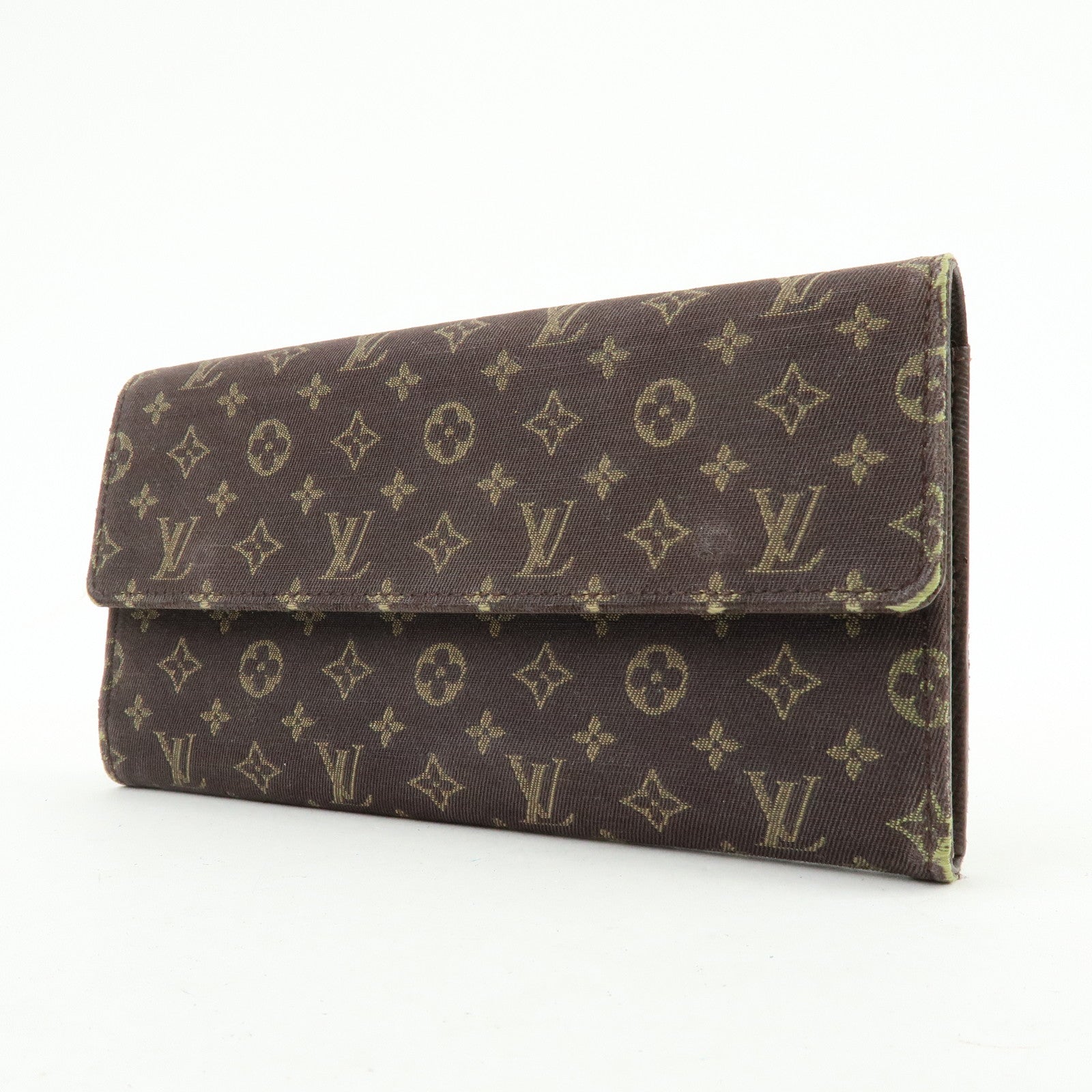 Louis Vuitton Monogram Mini Lin Canvas Long Wallet Brown M95234