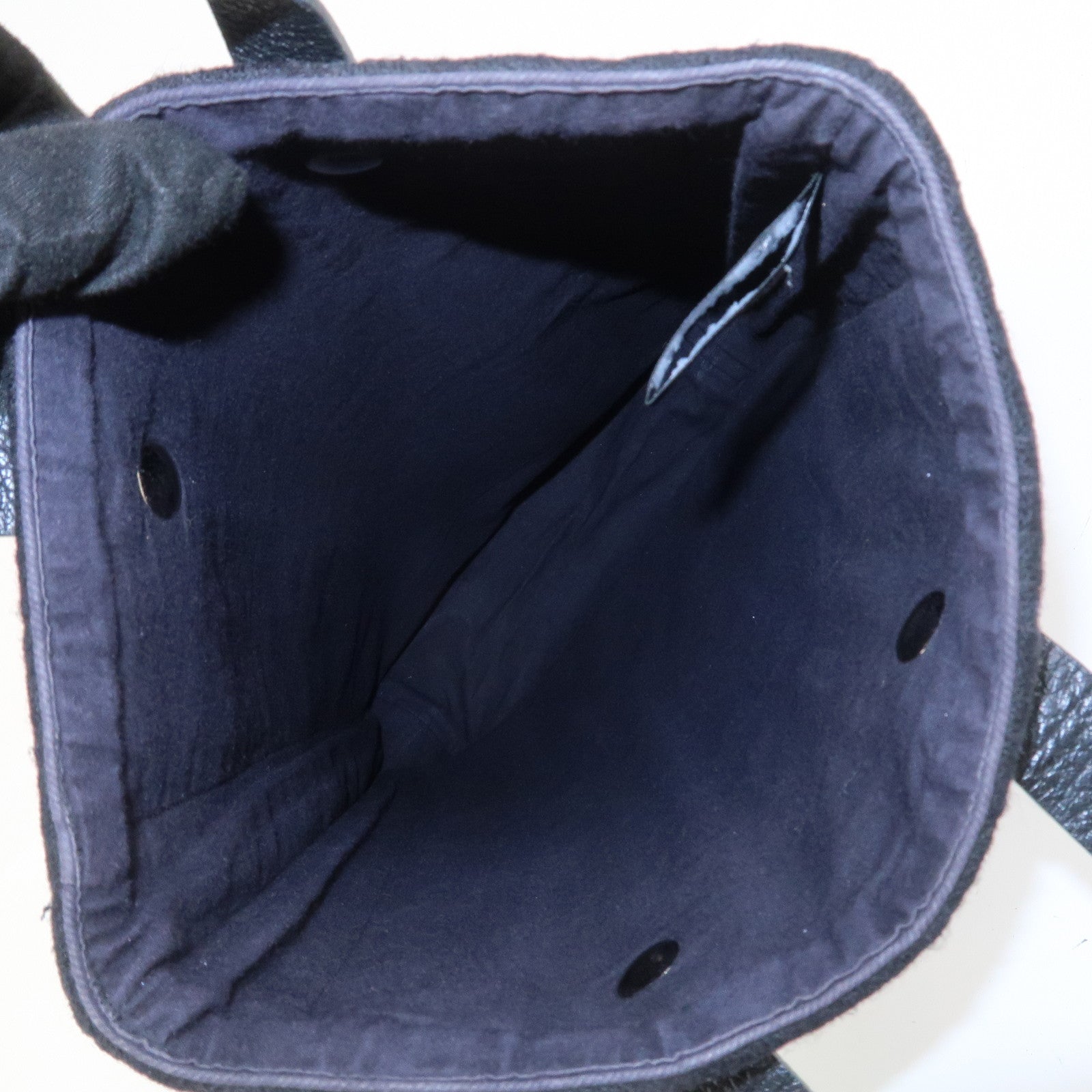 HERMES Amedaba PM Canvas Leather Tote Bag Hand Bag Black