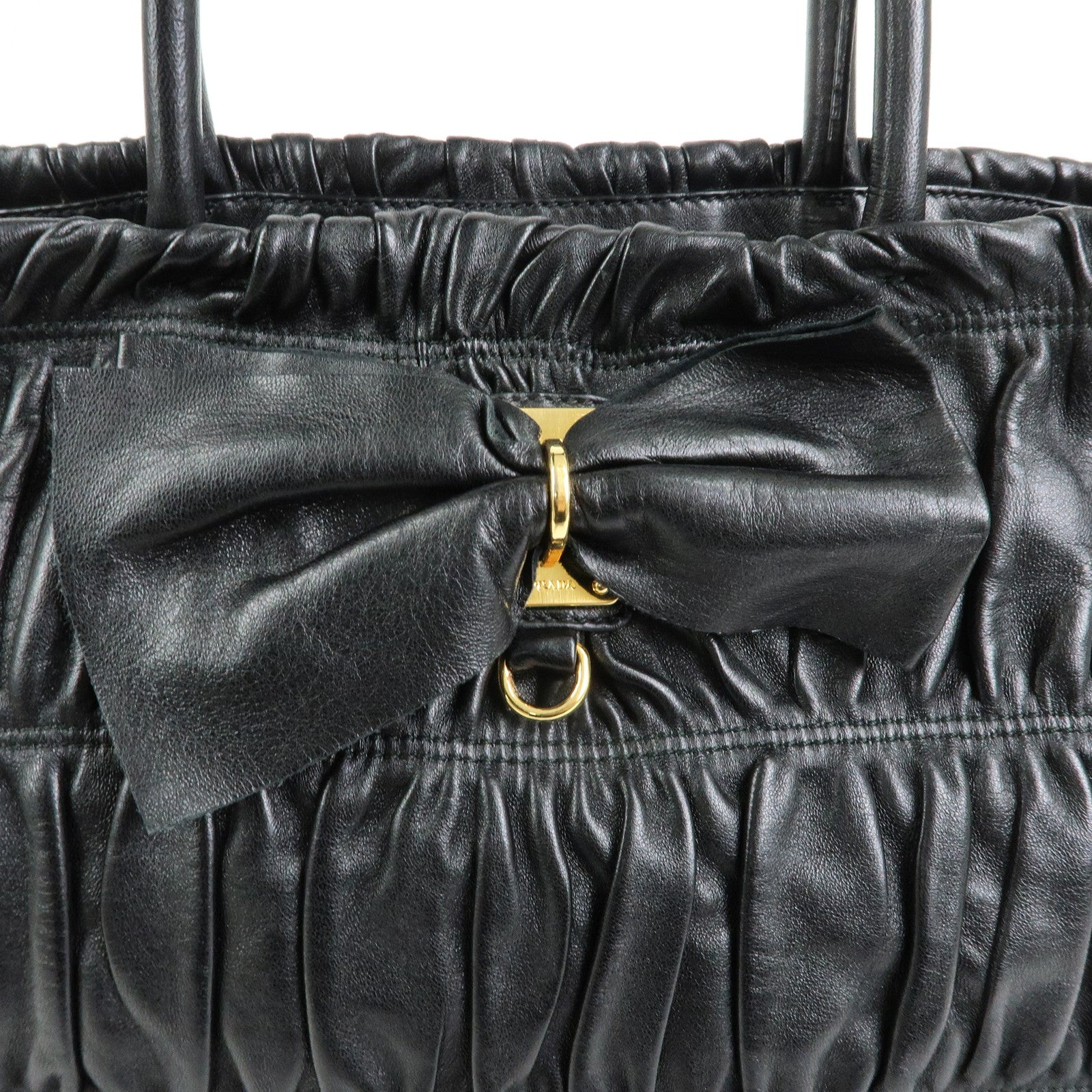PRADA Ribbon Nappa Gaufure Leather 2Way Bag Black BN1932