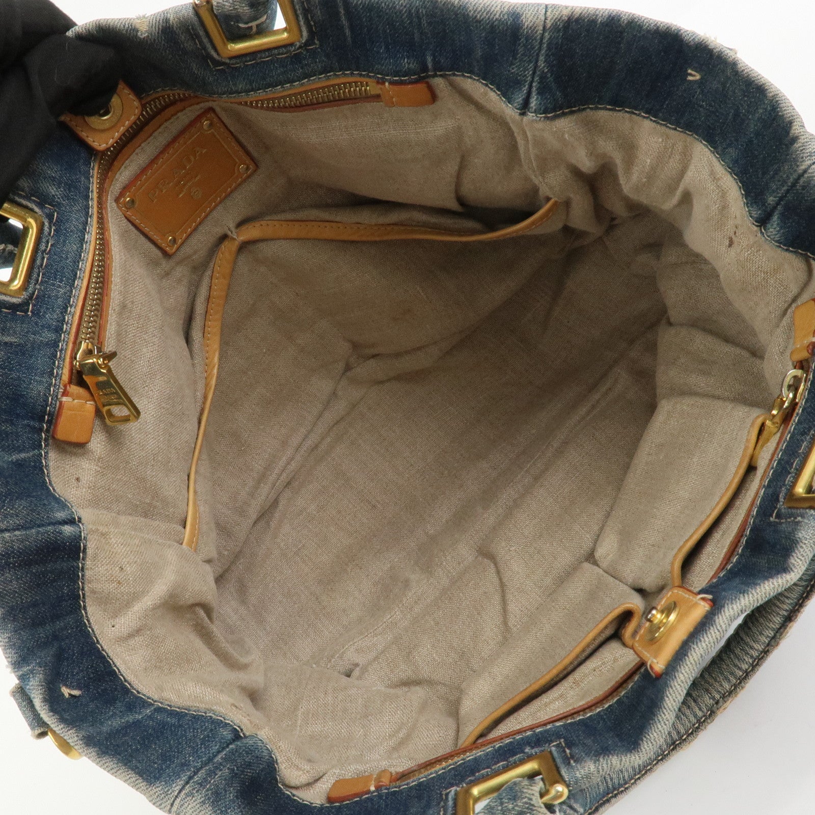 PRADA Denim 2Way Bag Hand Bag Shoulder Bag Tote Bag Blue BN2070
