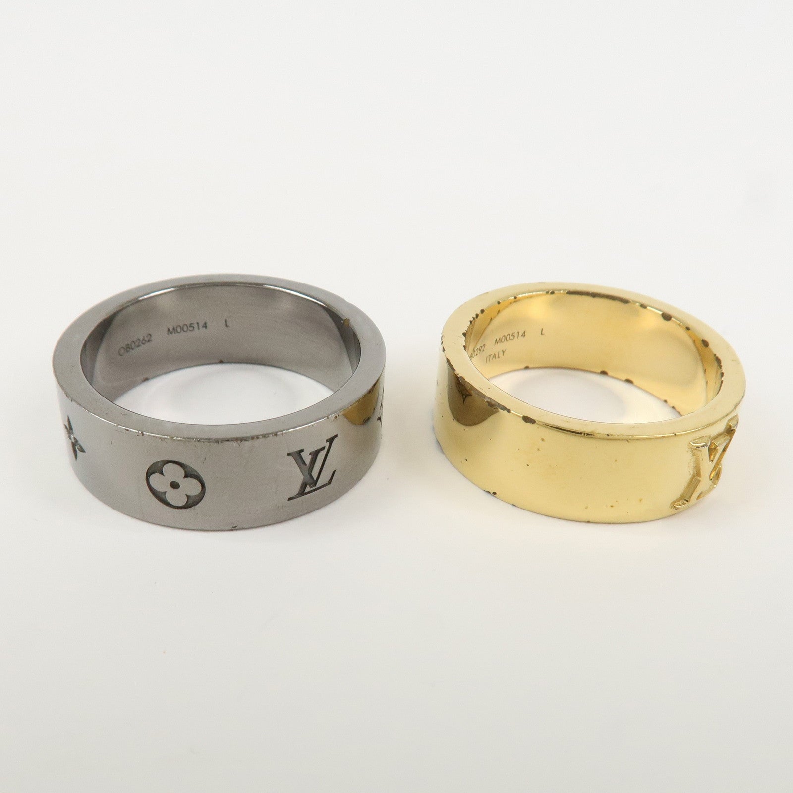 Louis Vuitton Instinct Set of2 Rings Size L Silver Grey Gold M00514