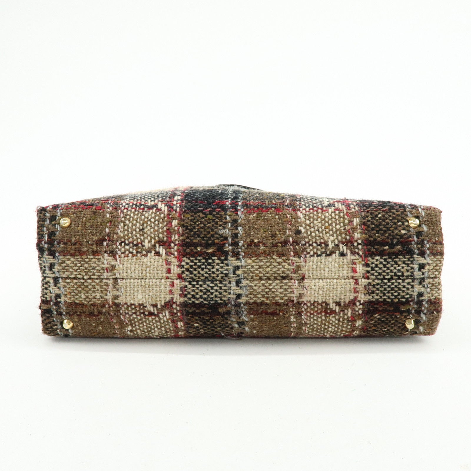 BURBERRY Tweed Patend leaether Suede Tote Bag Beige Black