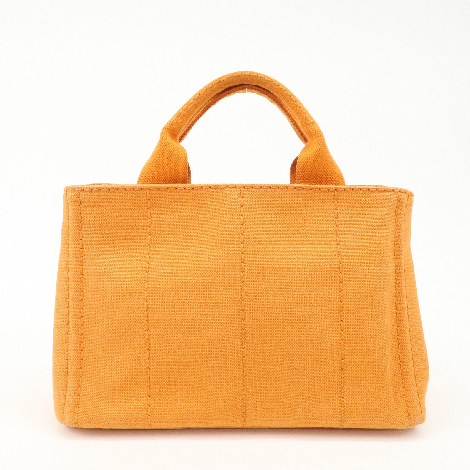 PRADA Logo Canapa Mini Canvas Tote Bag Hand Bag Orange BN2439