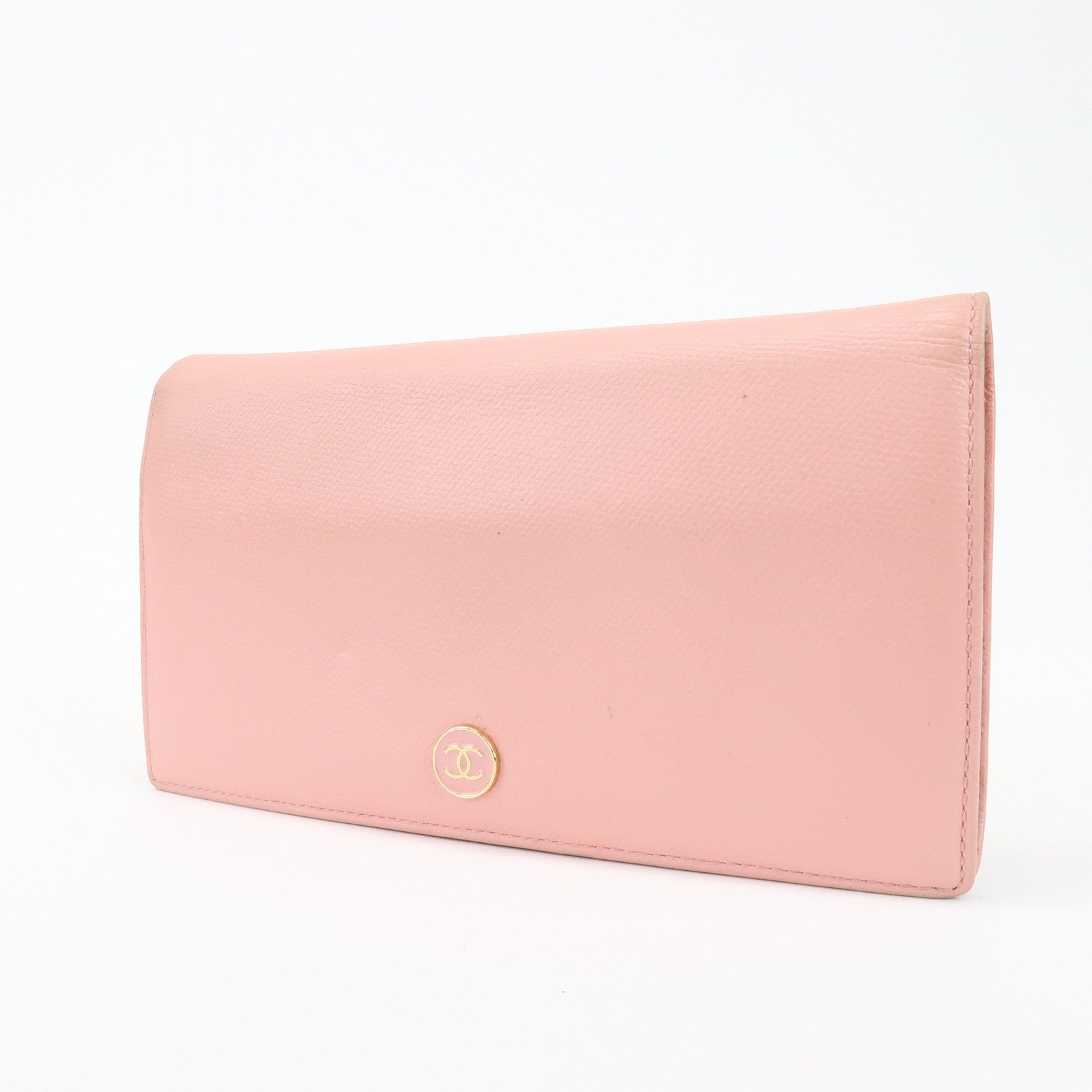 CHANEL COCO Mark Leather Bi-fold Long Wallet Pink