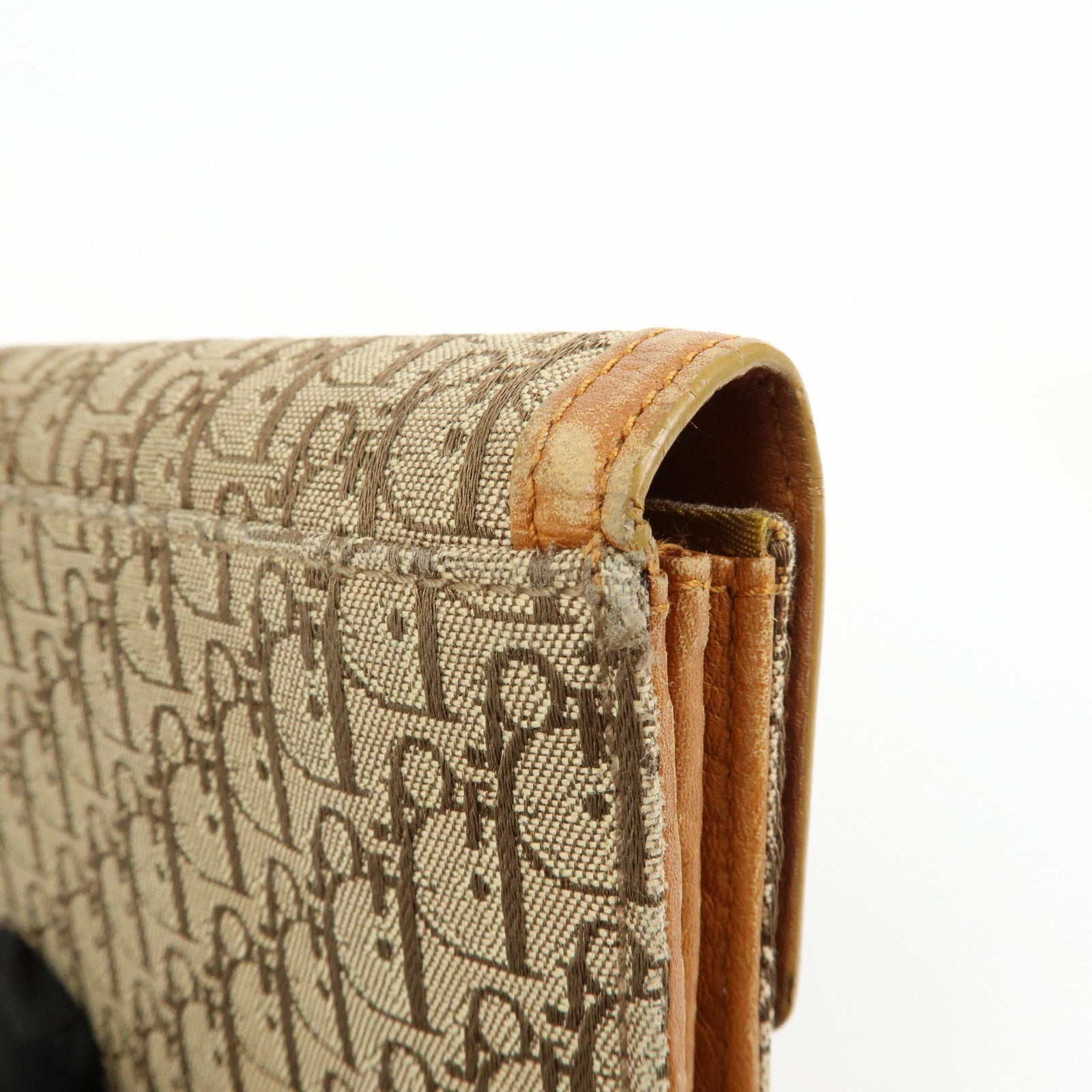 Christian Dior Trotter Street Chic Canvas Leather Long Wallet Brown