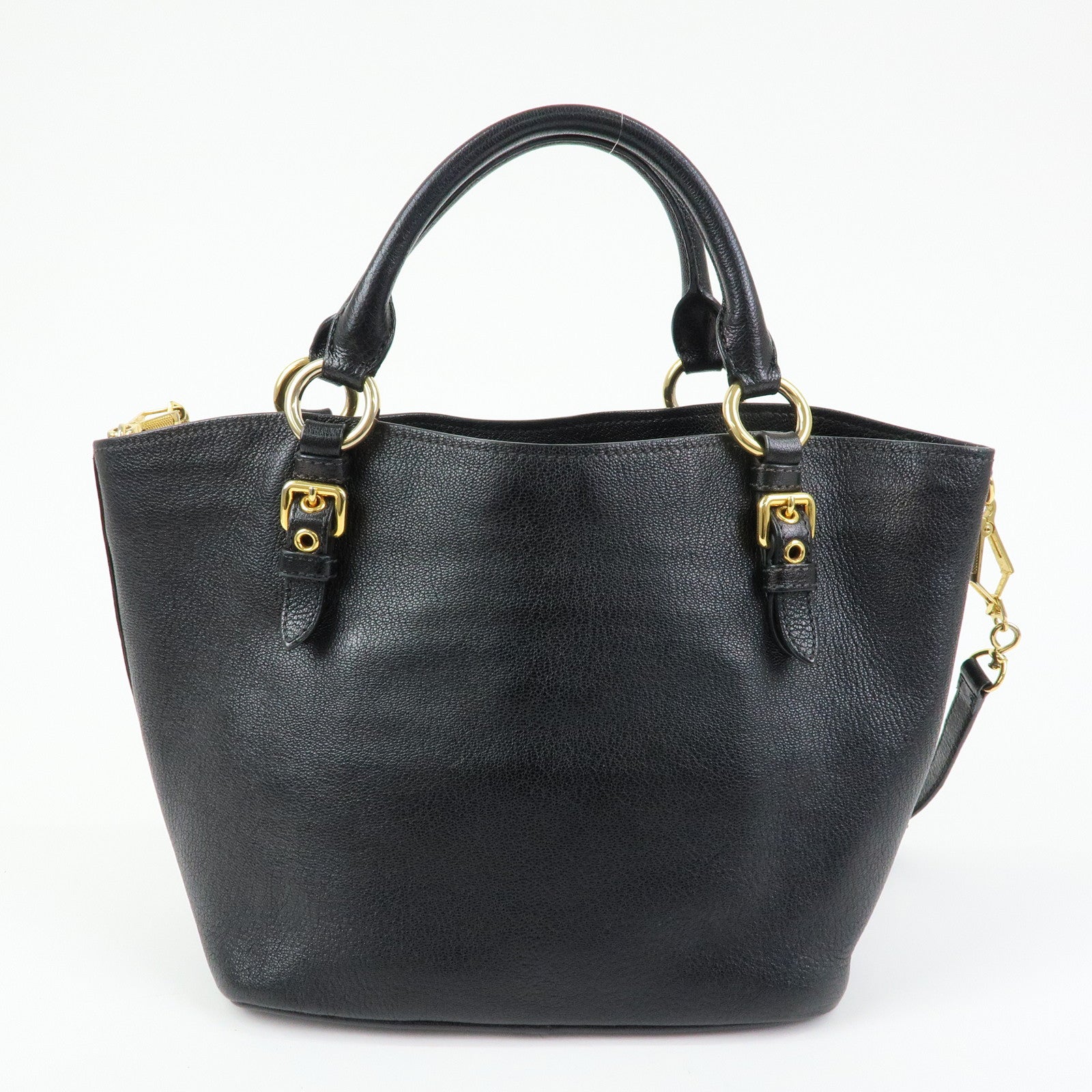 MIU MIU Madras Leather 2Way Bag Hand Bag Shoulder Bag Black