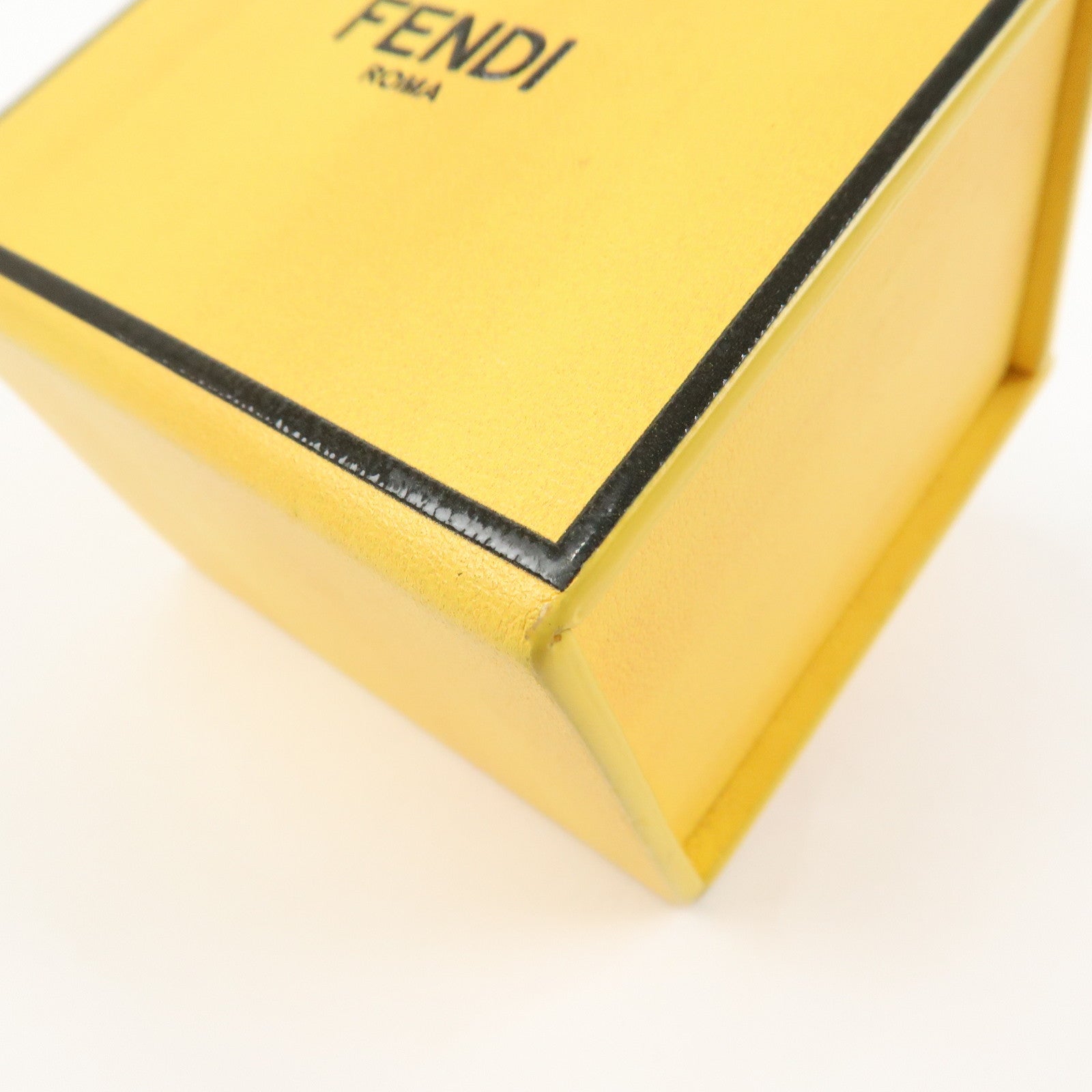 FENDI Logo Leather Mini Box Bag Charm Key Holder Yellow 7AR894